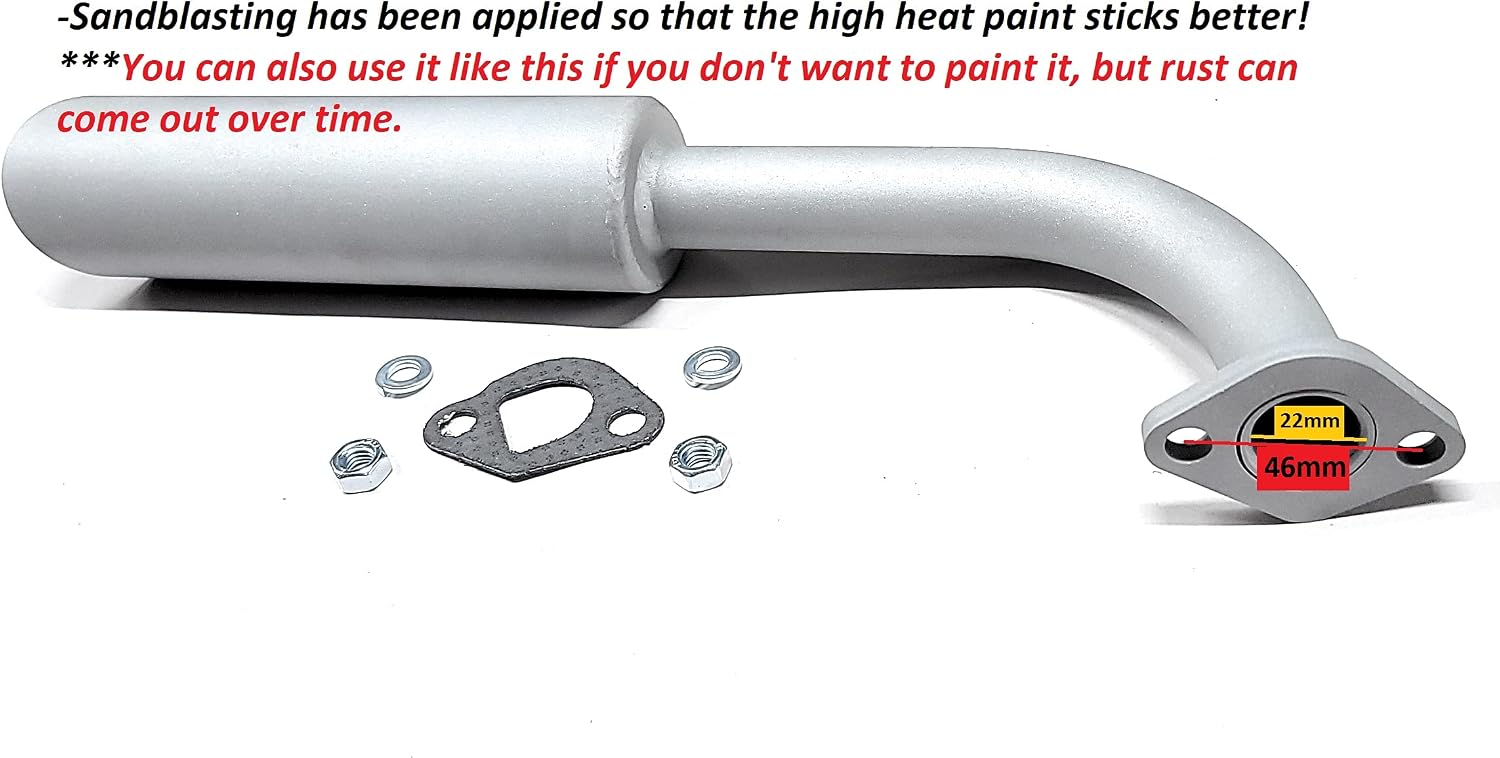 Header Exhaust Pipe for: Go Kart Predator 212cc, GX160, GX200, LIFAN 7HP.