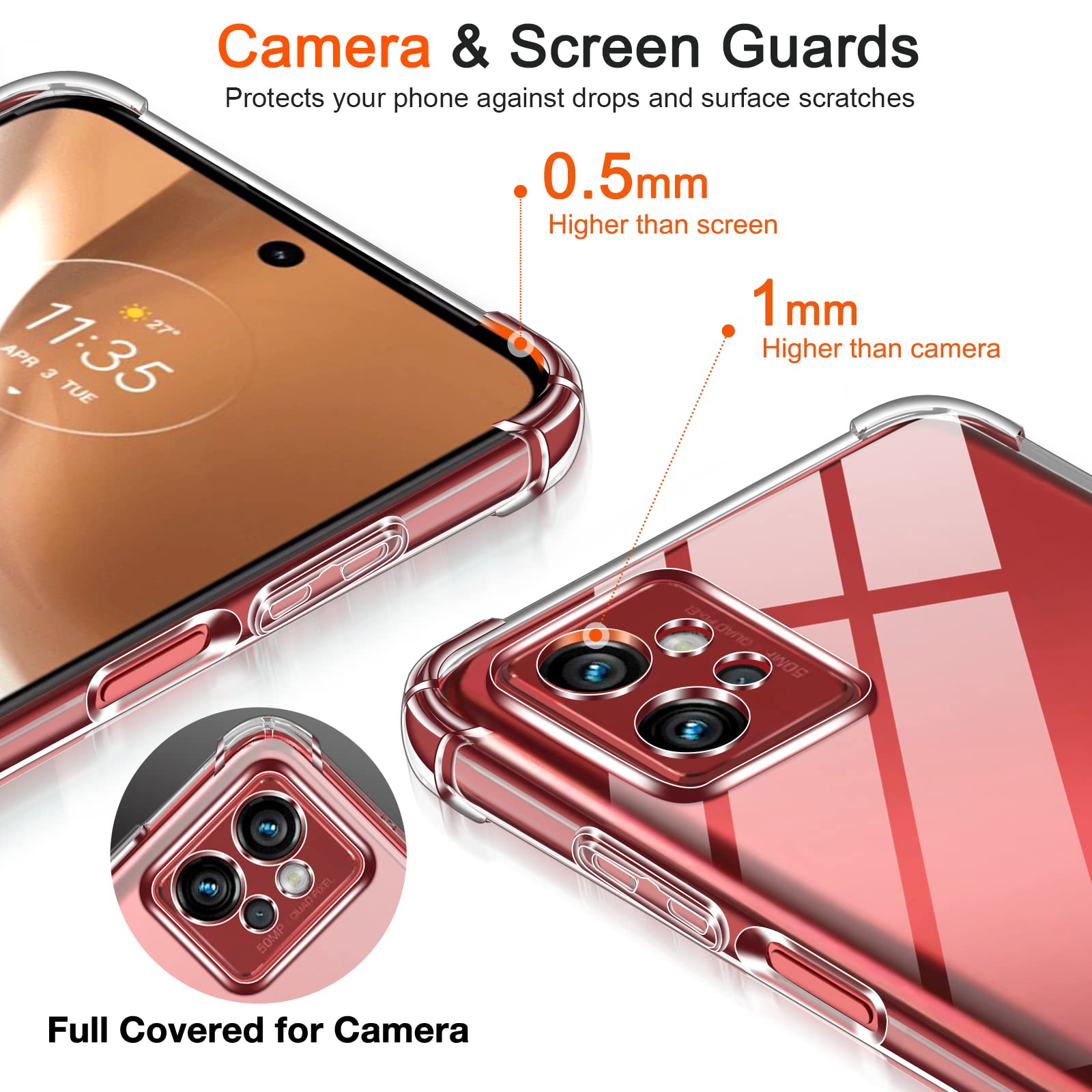 Ivoler Schutzhülle Für Motorola Moto G32 – Militärischer Schutz, Inkl. 2 Panzerglas-Folien (schwarz)