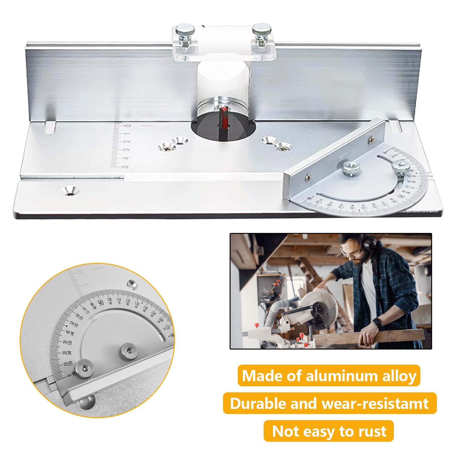 Table Défonceuse Plaque Aluminium Set, Table Fraisage Insert Avec Support de Torsion Coudé, Défonceuse Plaque, Defonceuse A Bois Accessoire pour Fraisage Rainurage Finition