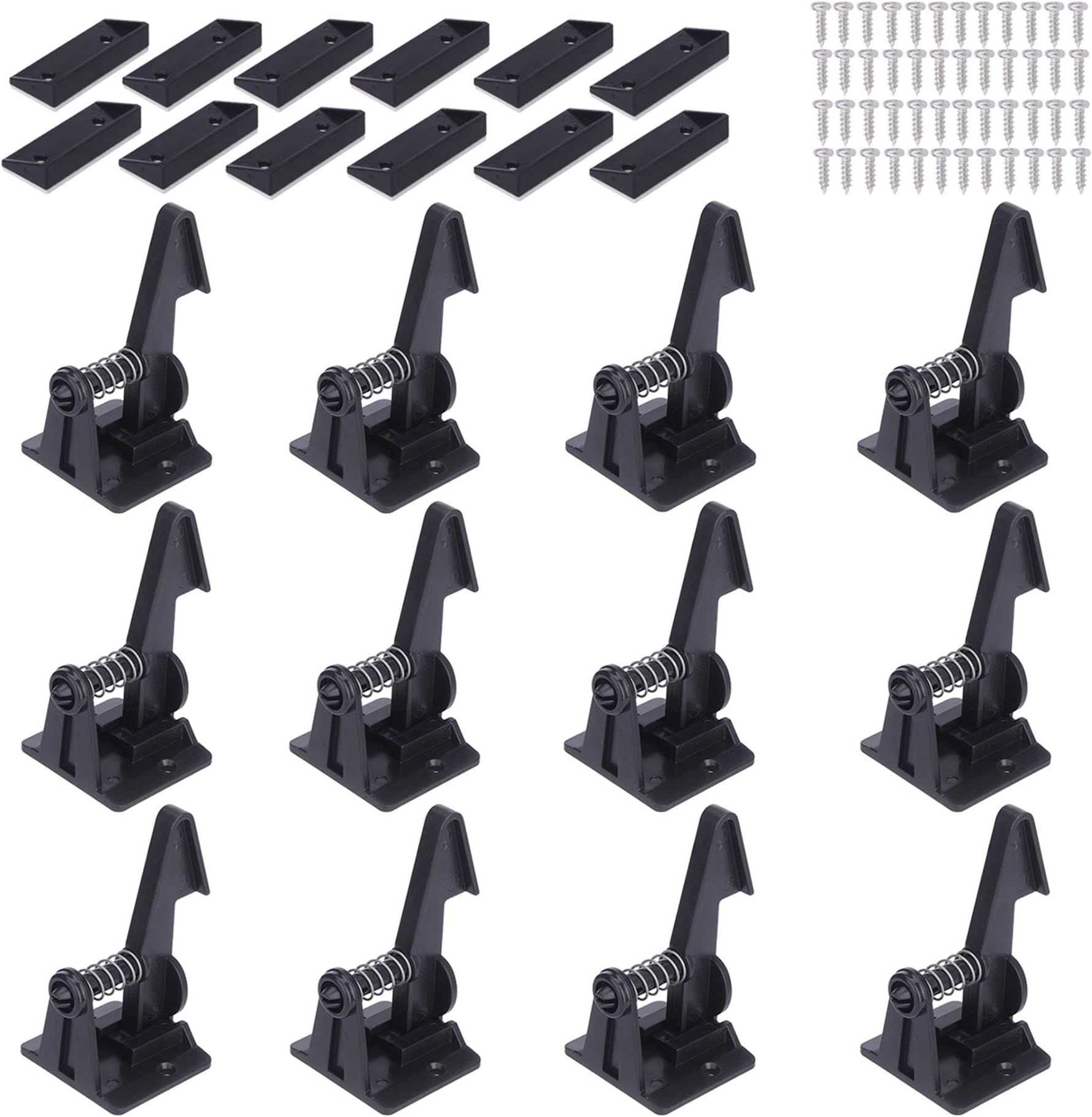Child Safety Cabinet Locks Latches - 12 Pack,Kids Baby Proofing Lock Child Proof Drawer Locks - Cupboard Hidden Latch - Adhesive,Door Spring Lock - No Tools,Drill (Black)