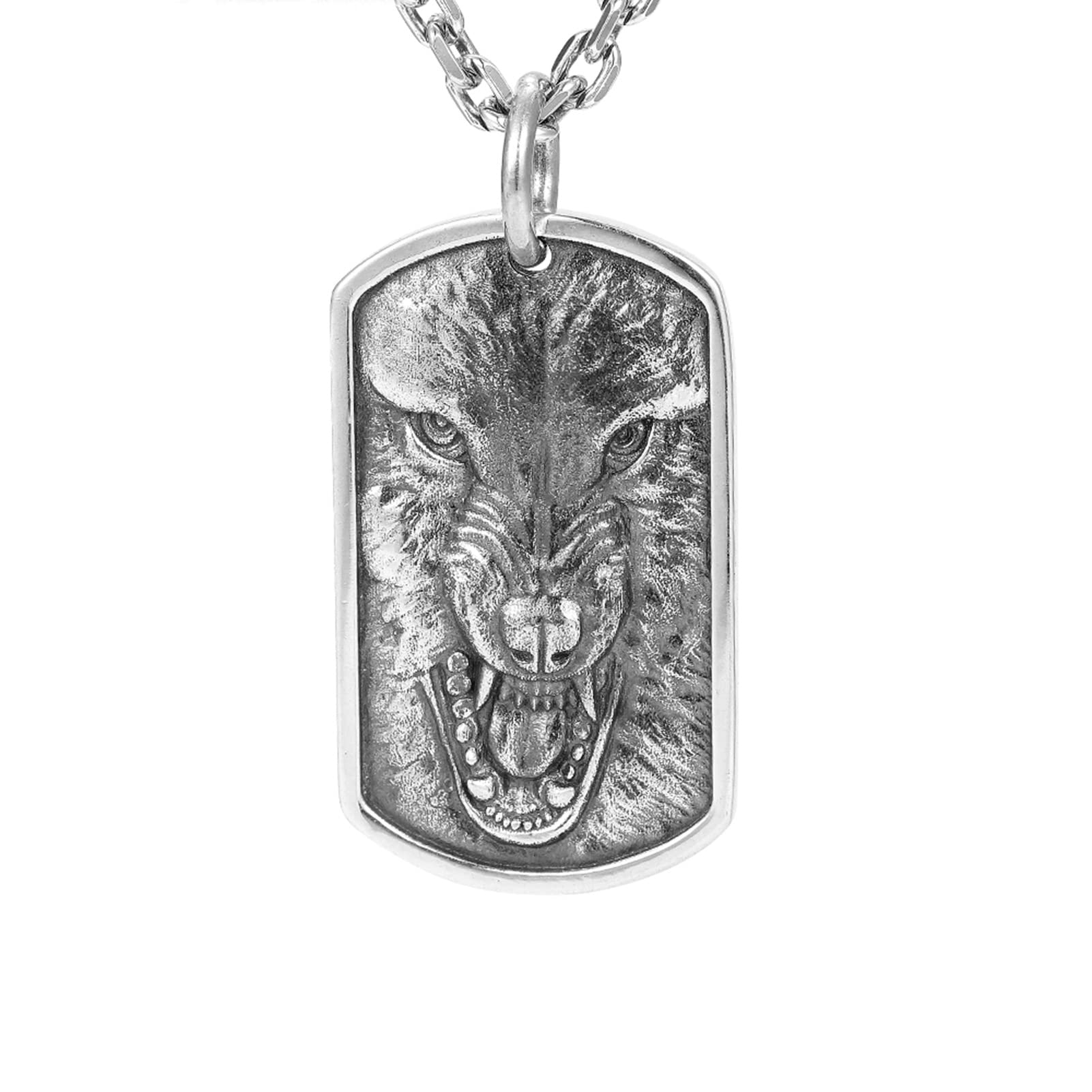 Collier domineur argent 925 pendentif double face rétro
