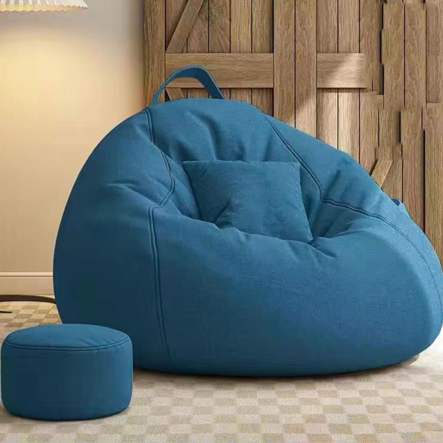GWFBLID Bean Bag Chair Giant Bean Bag with Memory Foam Filled Comfy Bean Bag Chairs for Adults with Footstool Adult Bean Bag Chair with Linen Cover Lazy Sofa bean bag chairs for teens for Living Room