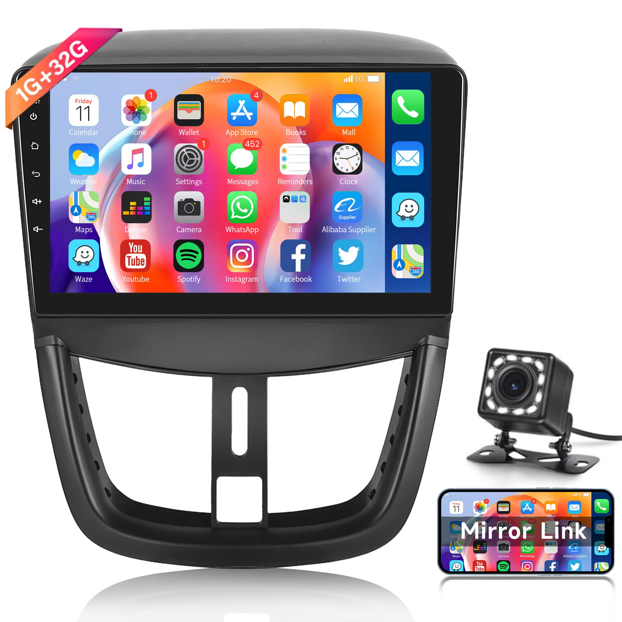 Autoradio Android 13 Pour Peugeot 207 2006-2015 - 9" éc Tactile, CarPlay/Android Auto Sans Fil + Caméra Recul écran Tactile 9 Pouces