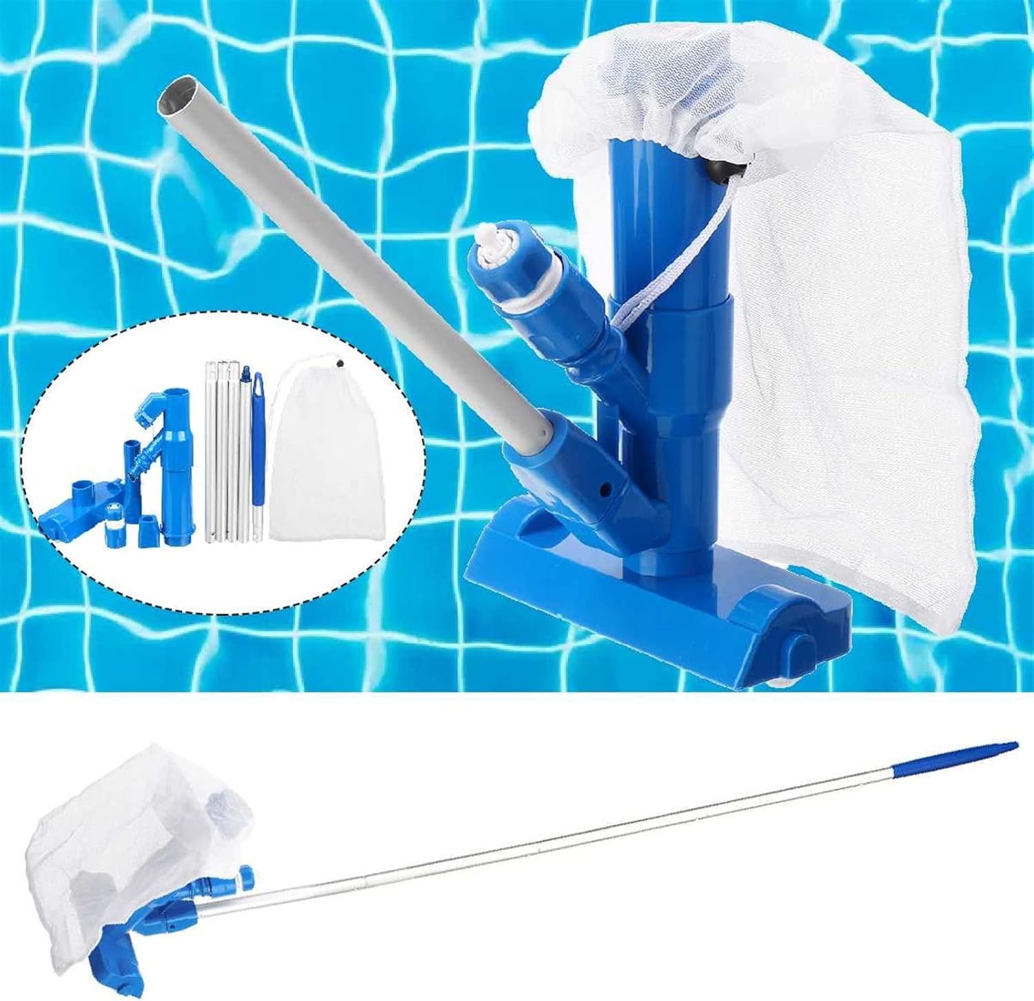 Pool Brushes Vacuum Brush Pool Set Head Cleaner with Bag Hose Adapter Cleaning Tool Swimming Accessories Spa Pond Tools