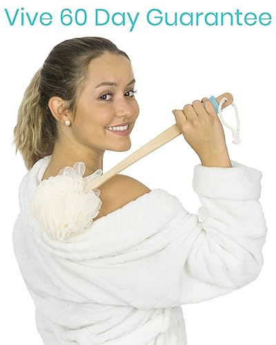 Miniatura 9 de Loofah limpiador de espalda de Viveesponja exfoliante para baño y ducha con mango largo esponja sobre un palo con cadena para ganchohombres y mujeres