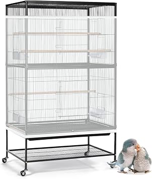 ASOCEA Large Bird Cage Seed Cather,Bird Cage Cover Adjustable Soft Airy Skirt Guard Birdcage Nylon Mesh Net for Parrot Parakeet Macaw African Round Square Cages Cover 118 * 31.5in/300 * 80cm White