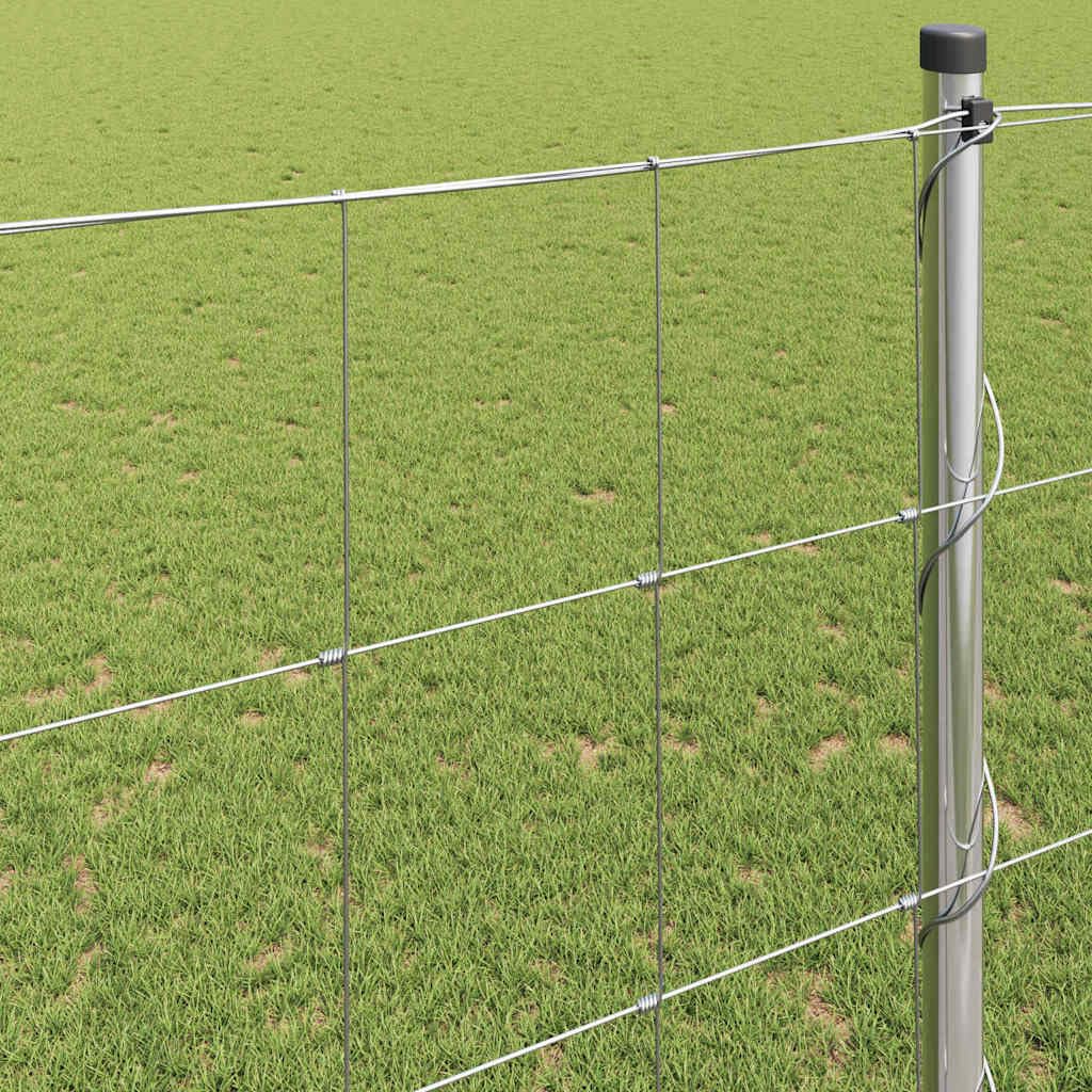 Srebrne ogrodzenie dzikiej zwierzyny 50 x 1,4 m, stal ocynkowana, wytrzymała kratka do ogrodu i drobiu, odporna na warunki atmosferyczne ochrona w rolce