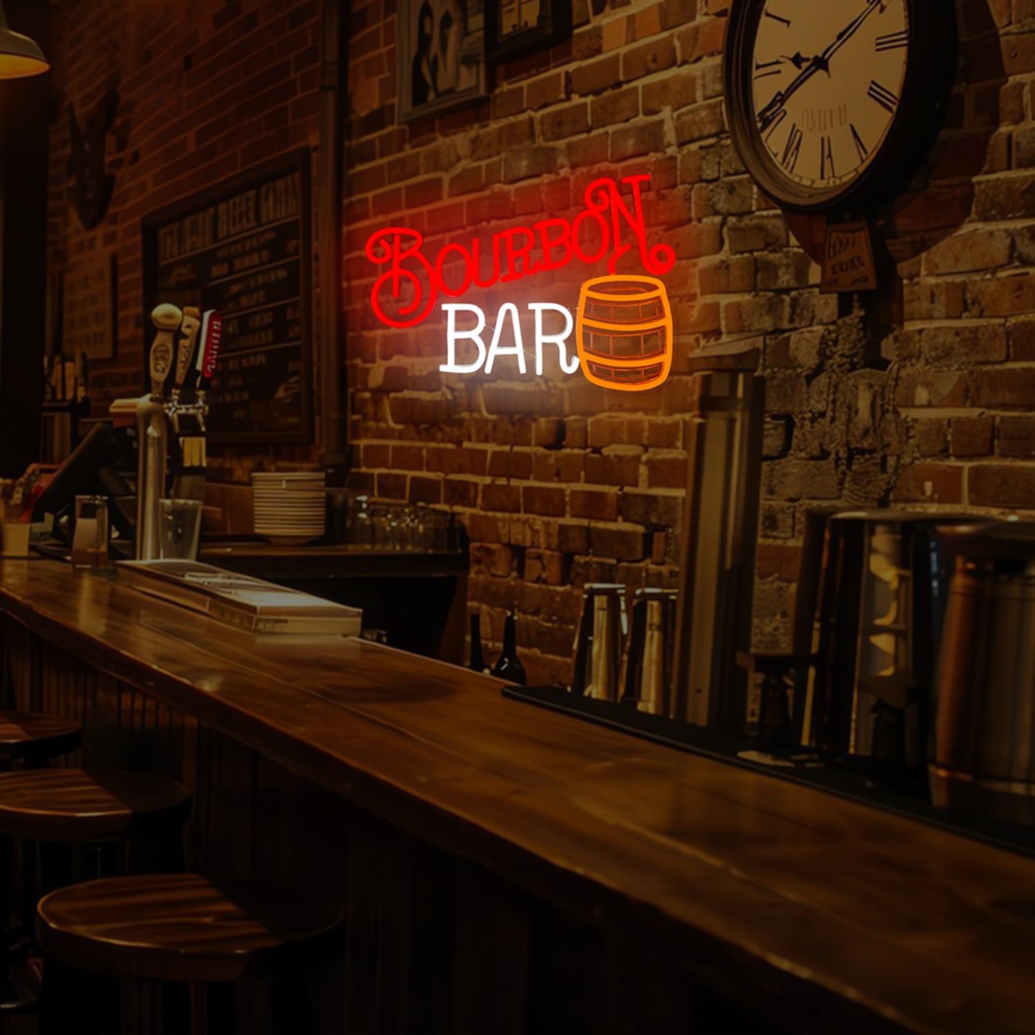 Bourbon Bar Neon Sign for Wall Decor Bourbon Whiskey Neon Led Sign Dimmable Neon Light Sign for Man Cave Garage Business Beer Bistro Light Up Sign for Home Bar Decor Speakeasy Party Gift for Dad