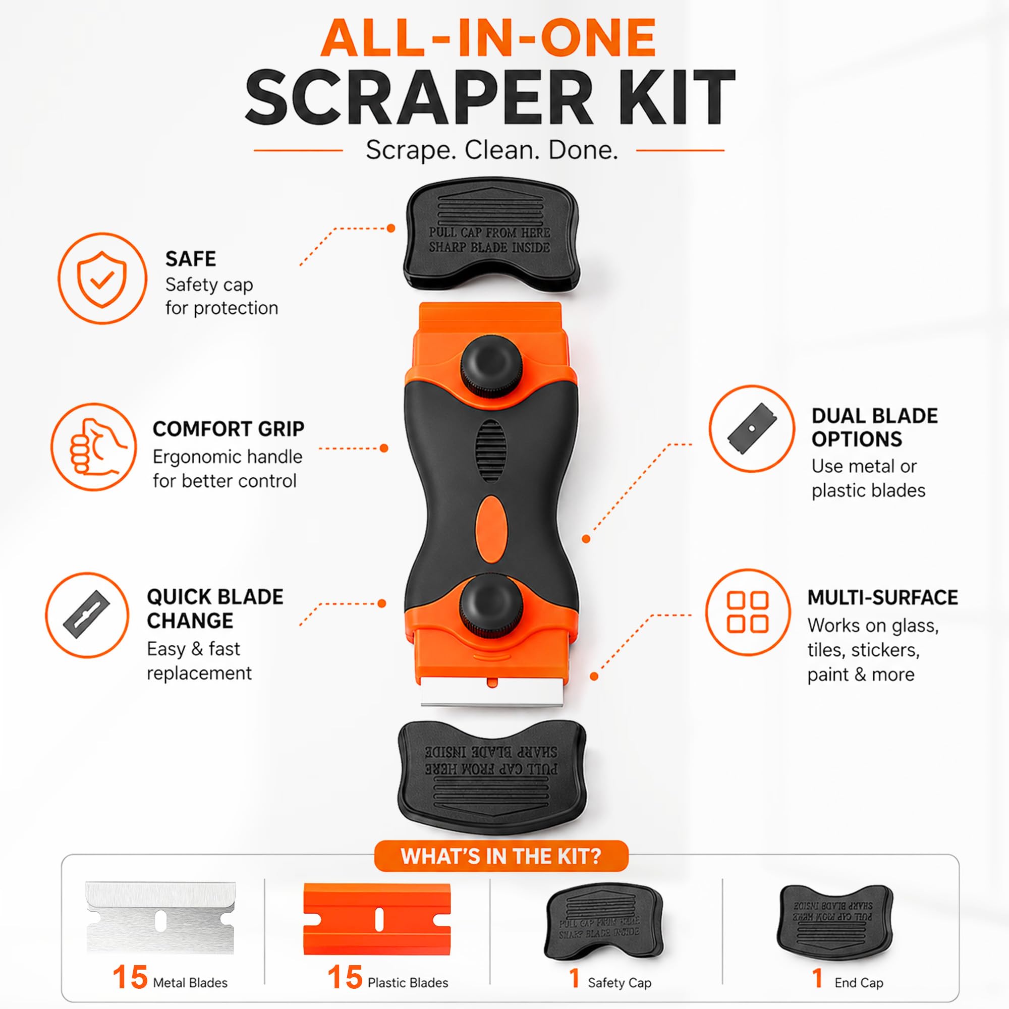 GLUN Glue Remover Scraper - 30 Blades! -3