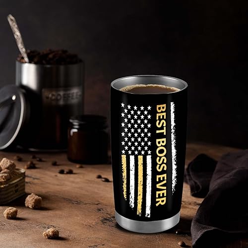 Miniatura 5 de Regalos de jefe para hombres, vaso aislado de 20 onzas, regalos para el día del jefe para hombres, regalos para el mejor jefe de la historia,