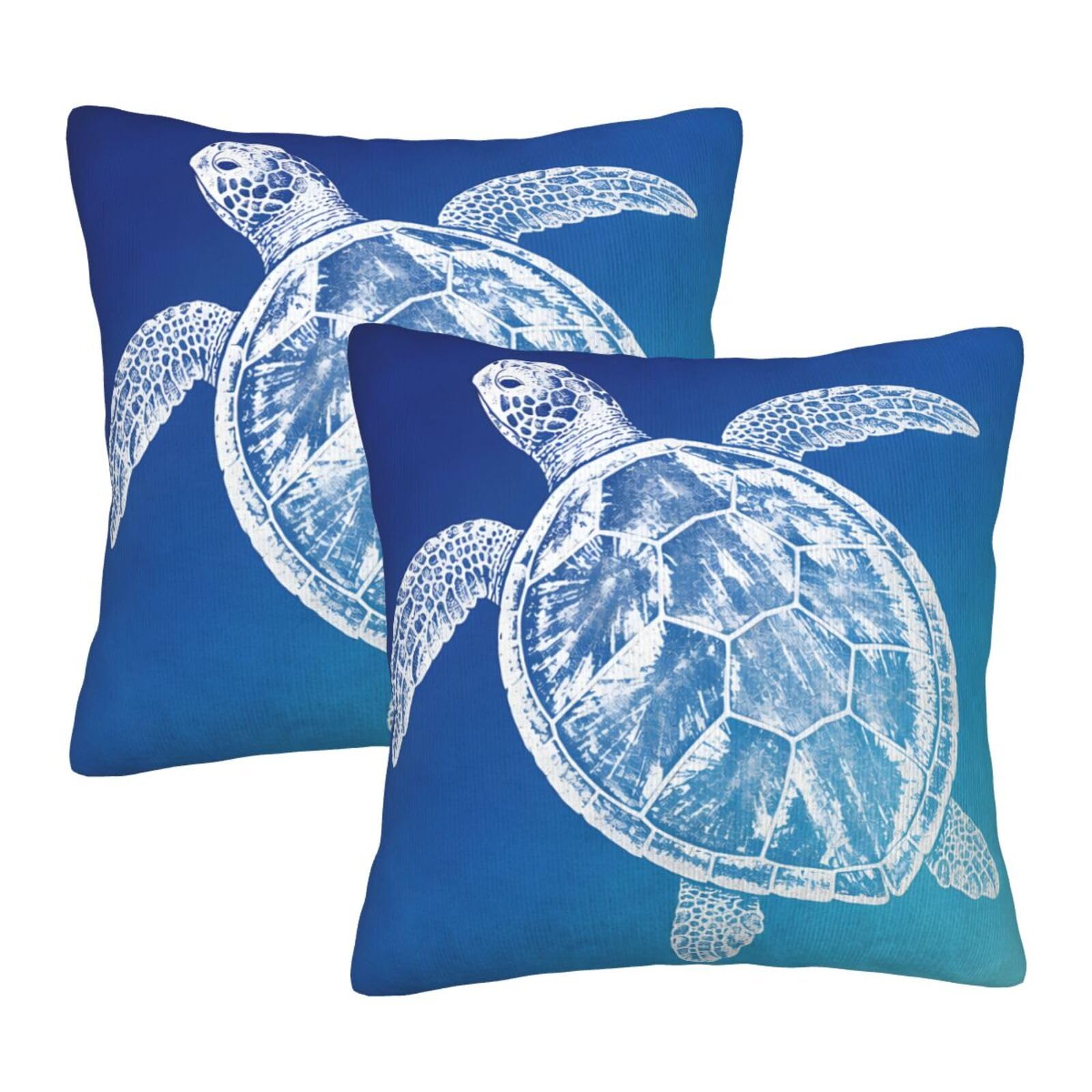 Wuwoli Sea Turtle Throw Pillow Covers 18X18 Set Of 2, Pillowcases For Sofa Couch Bedroom Living Room Car