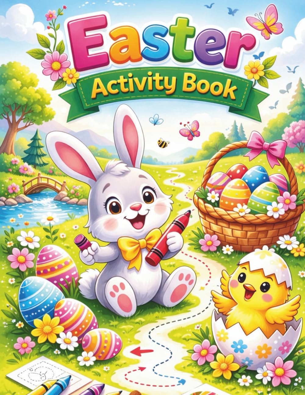 Easter Activity Book For Kids Age 3-6: Coloring Pages, Mazes, Tracing & Counting for Toddlers