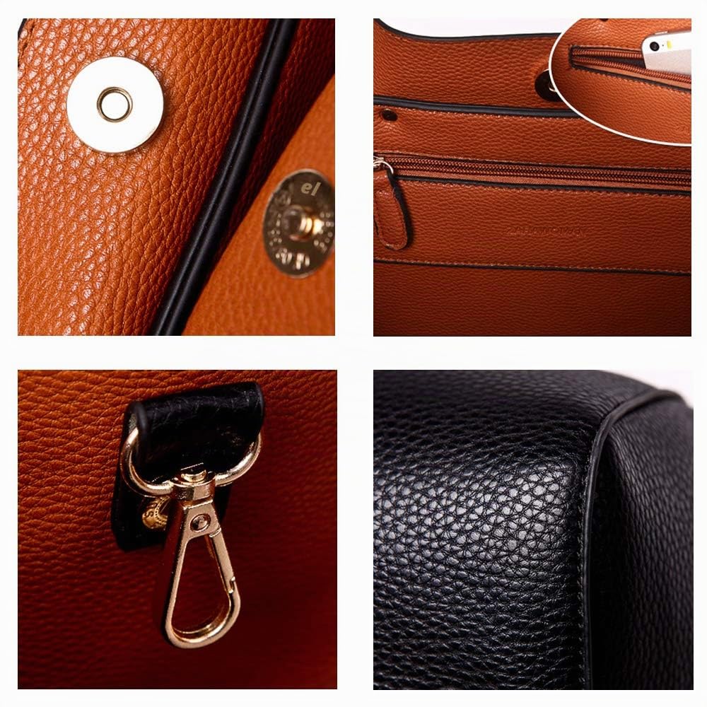 2 en 1 Bolso Tote Shooper para Mujer en Cuero PU Vintage Bolso de Hombro Cubo Hobo Bolsos de Mano Elegant