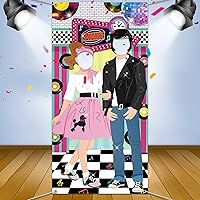 Vista 4 de Irenare 50s Party Decorations for Parties, Large 50's Photo Diner Backdrop, Back to 50's Rock and Roll Banner Backdrop, 1950's Background Photo