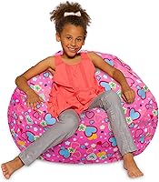 Vista 114 de Posh Creations - Puff para niños, adolescentes y adultos, incluye funda extraíble y lavable a máquina, tamaño grande de 38 pulgadas, lona con diseño