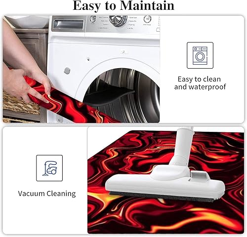 Miniatura 4 de Juego de alfombras de cocina abstractas con llama roja y amarilla, remolino, neón, colorido, degradado, tapete de cocina antideslizante, lavable,