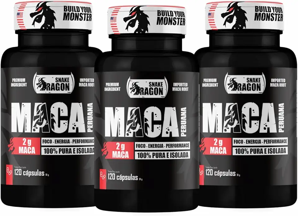 3x Maca Peruana Negra 120 Capsulas 2000mg Black Pura Premium Importada Para Homens e Mulheres Original