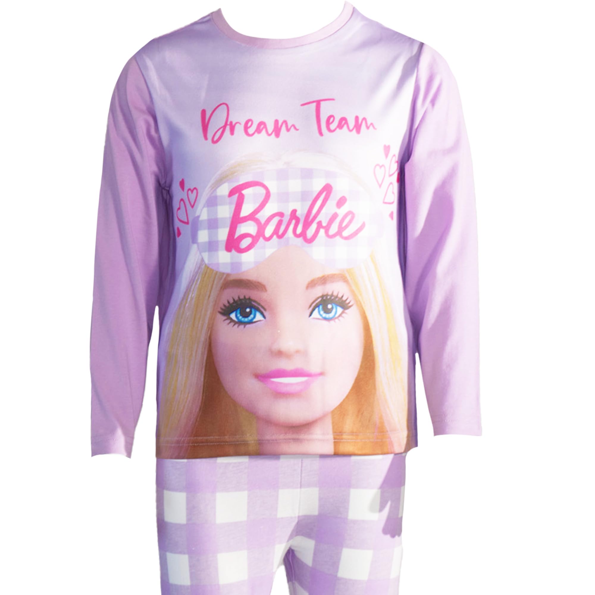 Barbie Set pigiama per bambini, confezione da 2, design Dream Team & Let's Do This | Biancheria da notte super morbida in 100% cotone | Elastico in vita e pantaloni con risvolto | Disponibile nelle