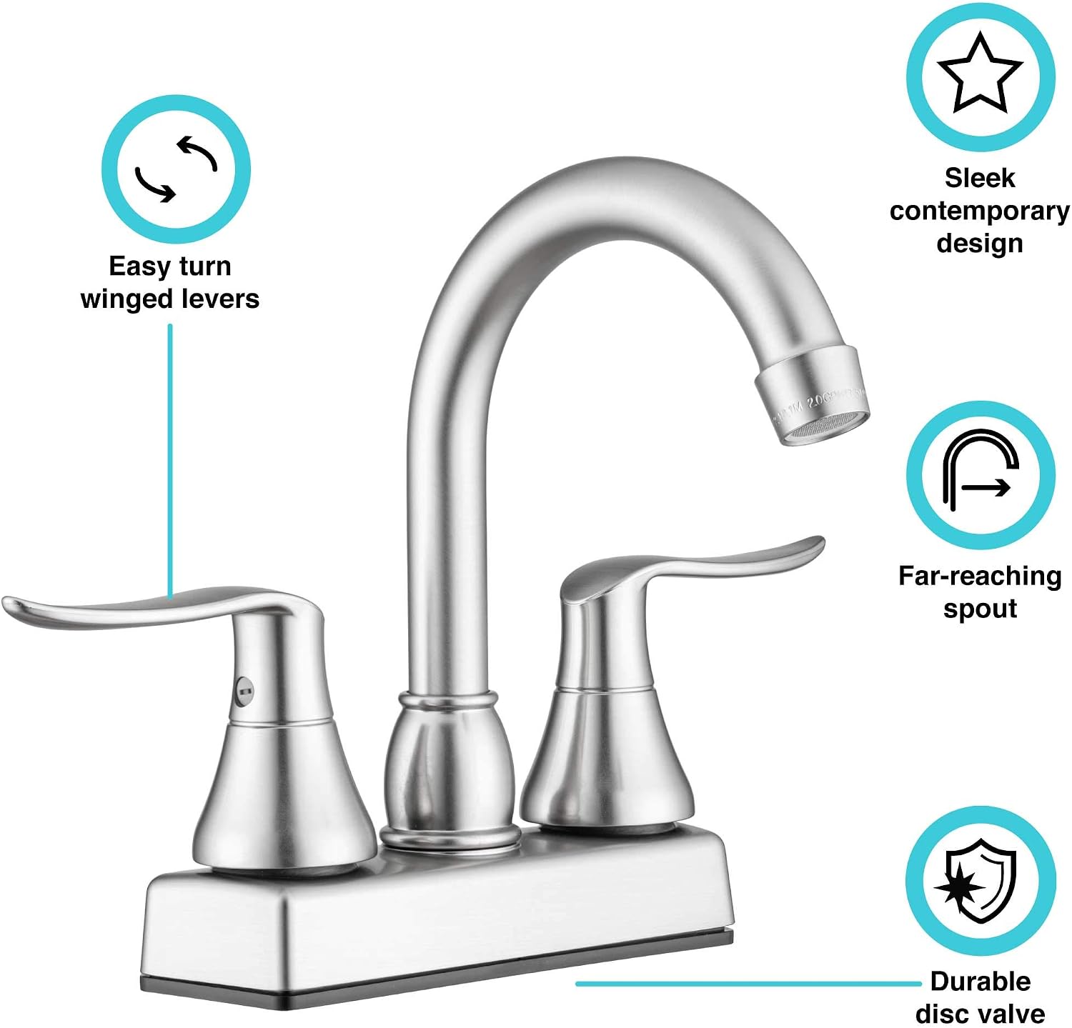 Dura Faucet (DF-PB155LH-SN) Swivel Bar Faucet with Classical Levers for RVs and Motor Homes - Brushed Satin Nickel