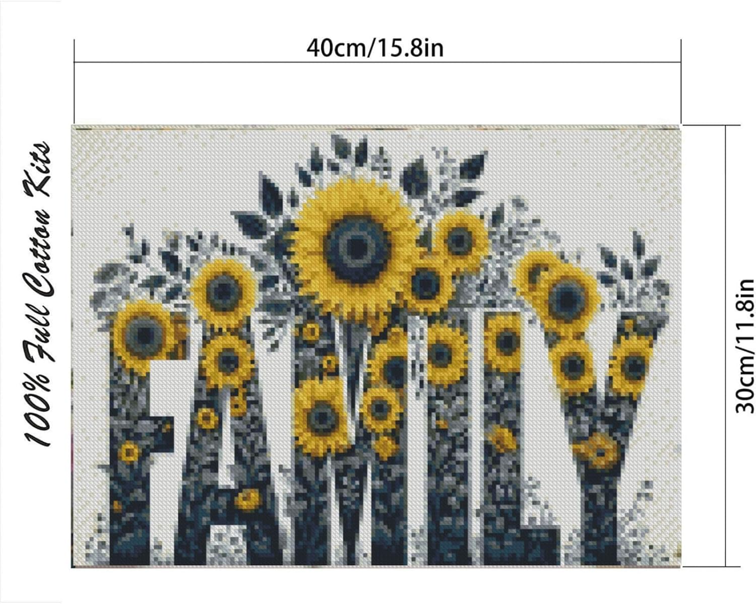 niurenmaoyi Stamped Cross Stitch Kits for Beginners,Counted Embroidery Craft Kits for Adults,Needlepoint Kits for Adults,Family Sunflower Wall Art 13.8X13.8In image 2