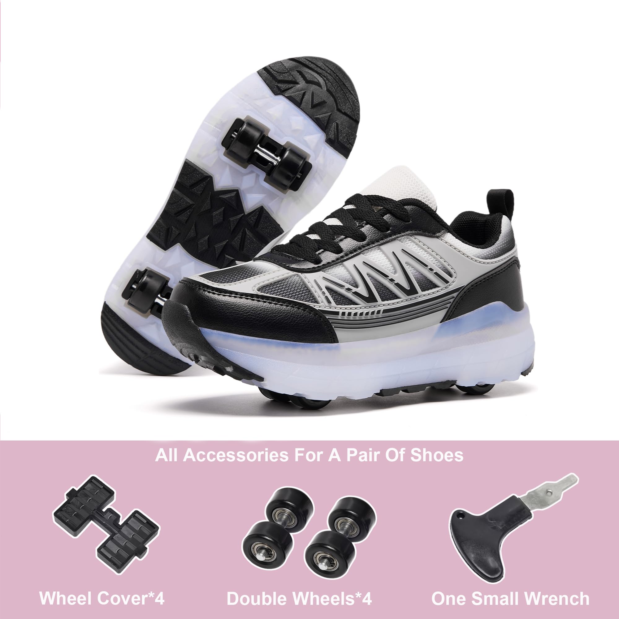 Scarpe da skate a rotelle per donne e ragazze, con ruote staccabili, adatte per Halloween, Natale, feste di compleanno