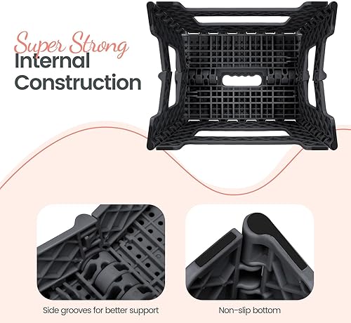 Miniatura 37 de Delxo Taburete plegable de 9 pulgadas, taburetes negros plegables para niños, taburete plegable portátil con asa, taburete plegable para cocina