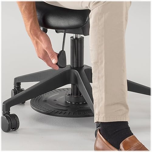 Miniatura 4 de Safco Productos Taburete de laboratorio con asiento de silla de montar de altura ajustable, ruedas base de 5 estrellas para estabilidad y fácil