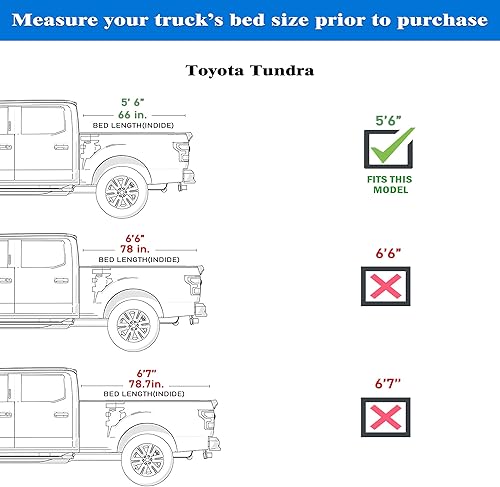 Miniatura 5 de Cubierta Tonneau plegable para caja de camioneta, se adapta a Toyota Tundra 2022-2024 con caja de 5 pies 6 pulgadas con sistema de riel OE (66.7