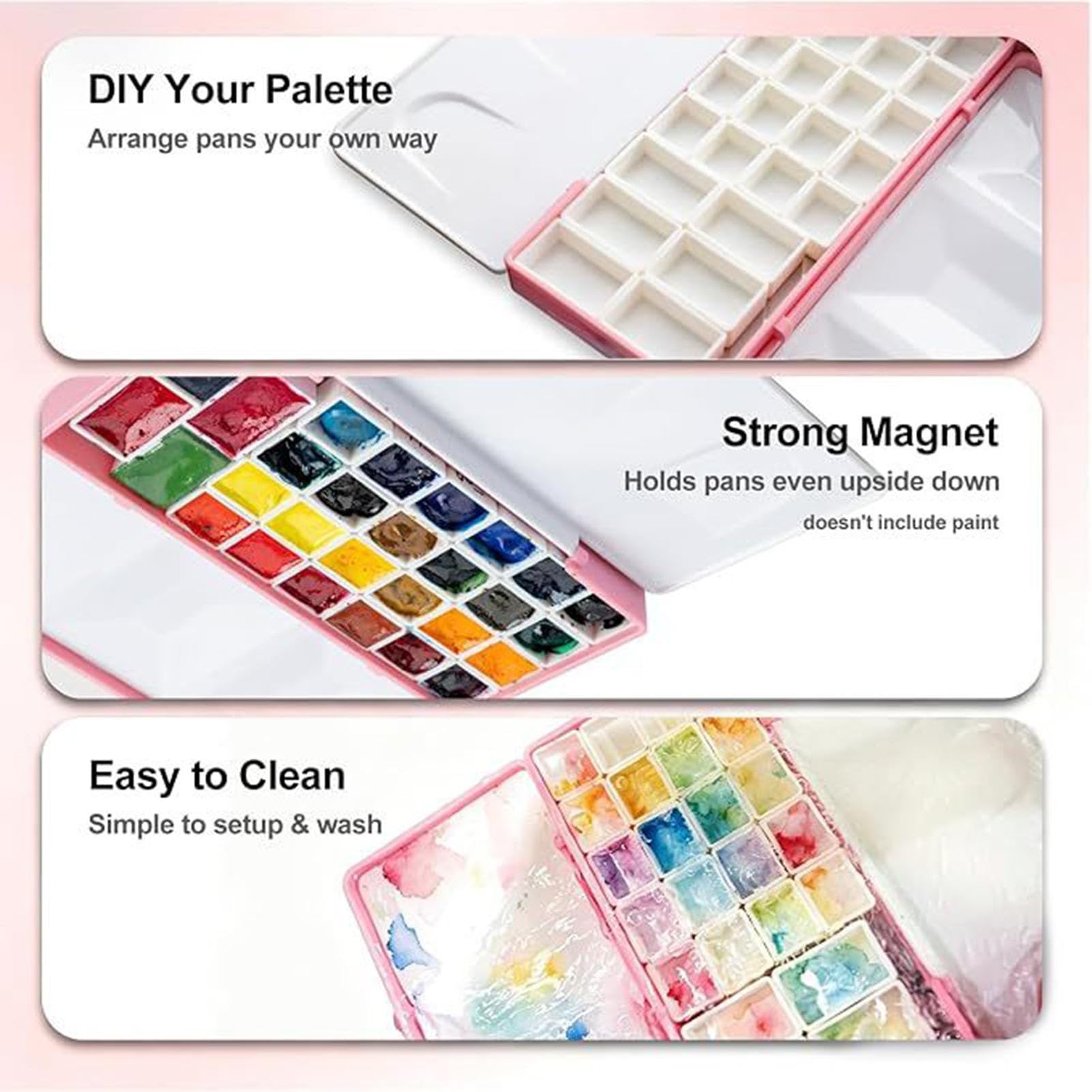 Paleta De Pintura De Acuarela con Tapa Y Bandeja Portátil Compatible con