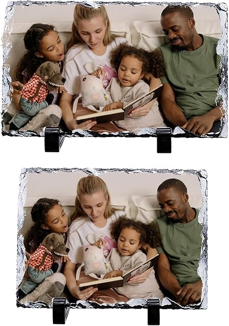 Print Maniacs Personalised Rock Slate Shaped Matte Photo - Add Your Own Photo / Image Gift for Him Her Birthdays Christmas Anniversary Valentines Mothers Fathers Uncle Grandma Aunt (12cm x 22cm)