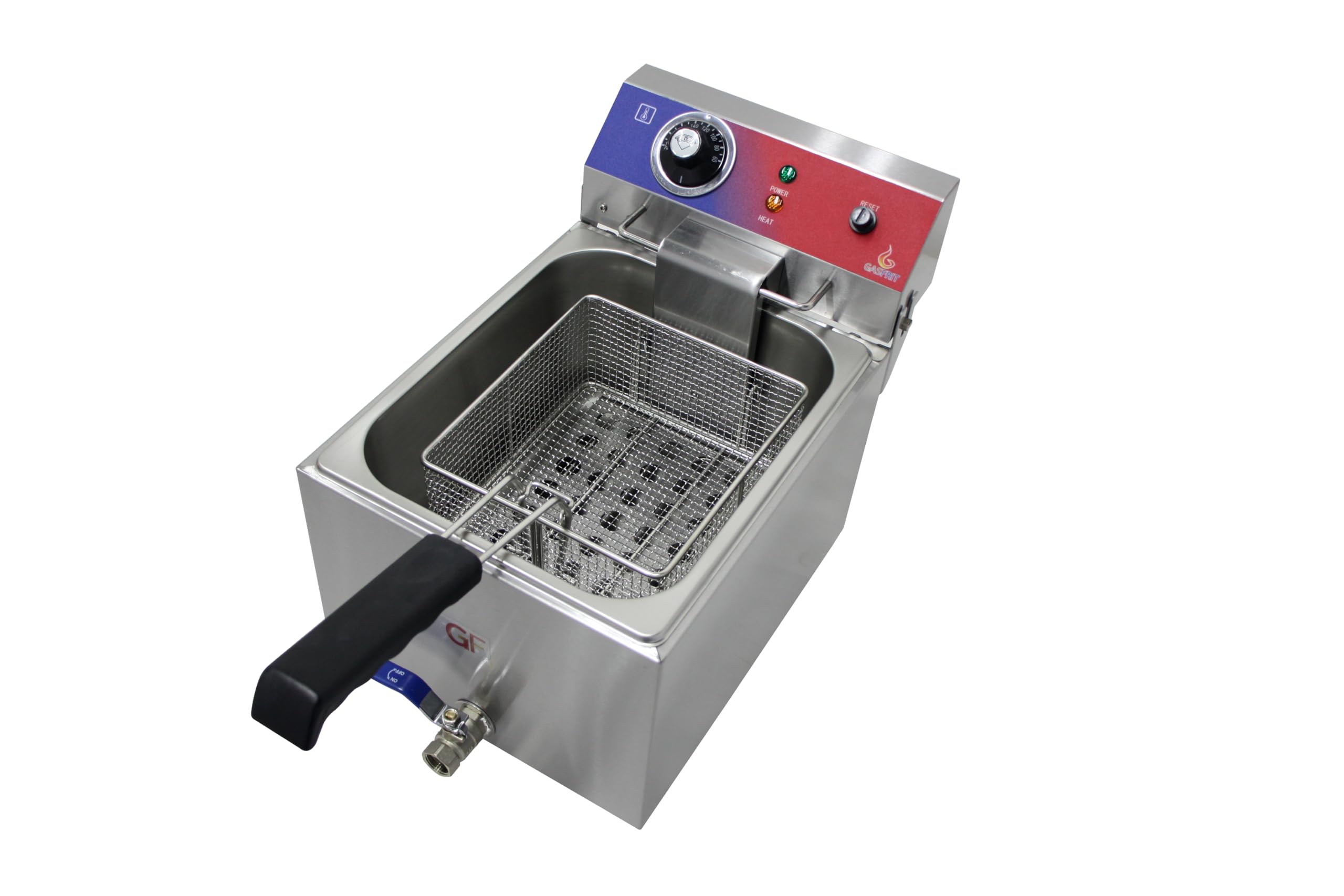 Friggitrice elettrica professionale industriale in acciaio inox con rubinetto | 10 L o 20 L (10+10) | Zone fredde | Alta potenza (10 L)