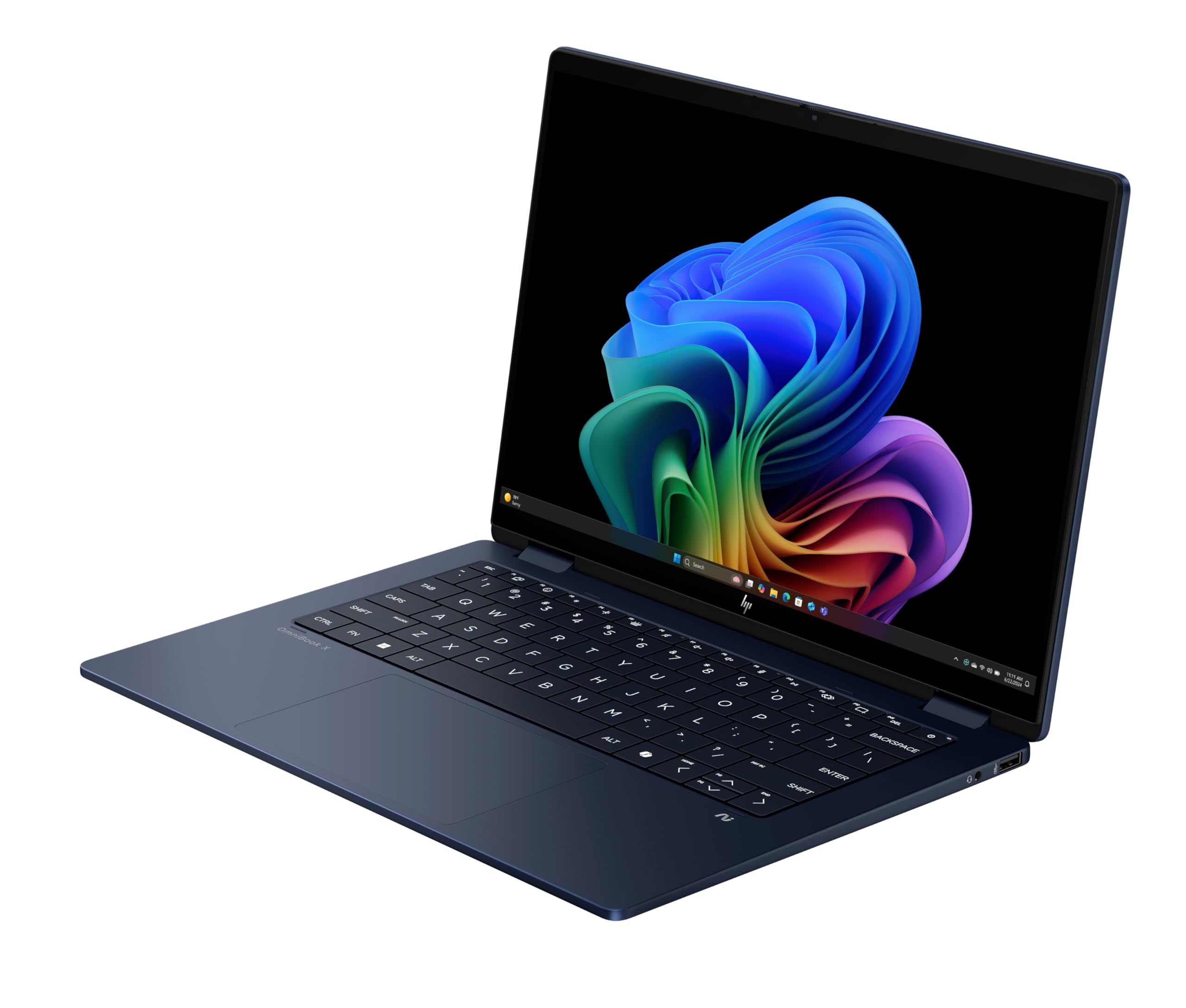 HP OmniBook X Flip 14-fm0000sf Ordinateur Portable 14" 2K OLED Tactile, PC Portable (Intel Ultra 5-226V, RAM 16 Go, SSD 512 Go, Intel Arc 130V GPU, Windows 11), Laptop Bleu, Clavier AZERTY