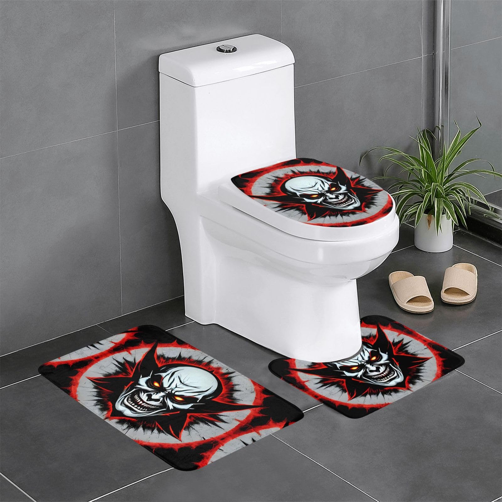 Tapis de salle de bain rectangulaire et tapis de contour ovale lot de 3 antidérapant