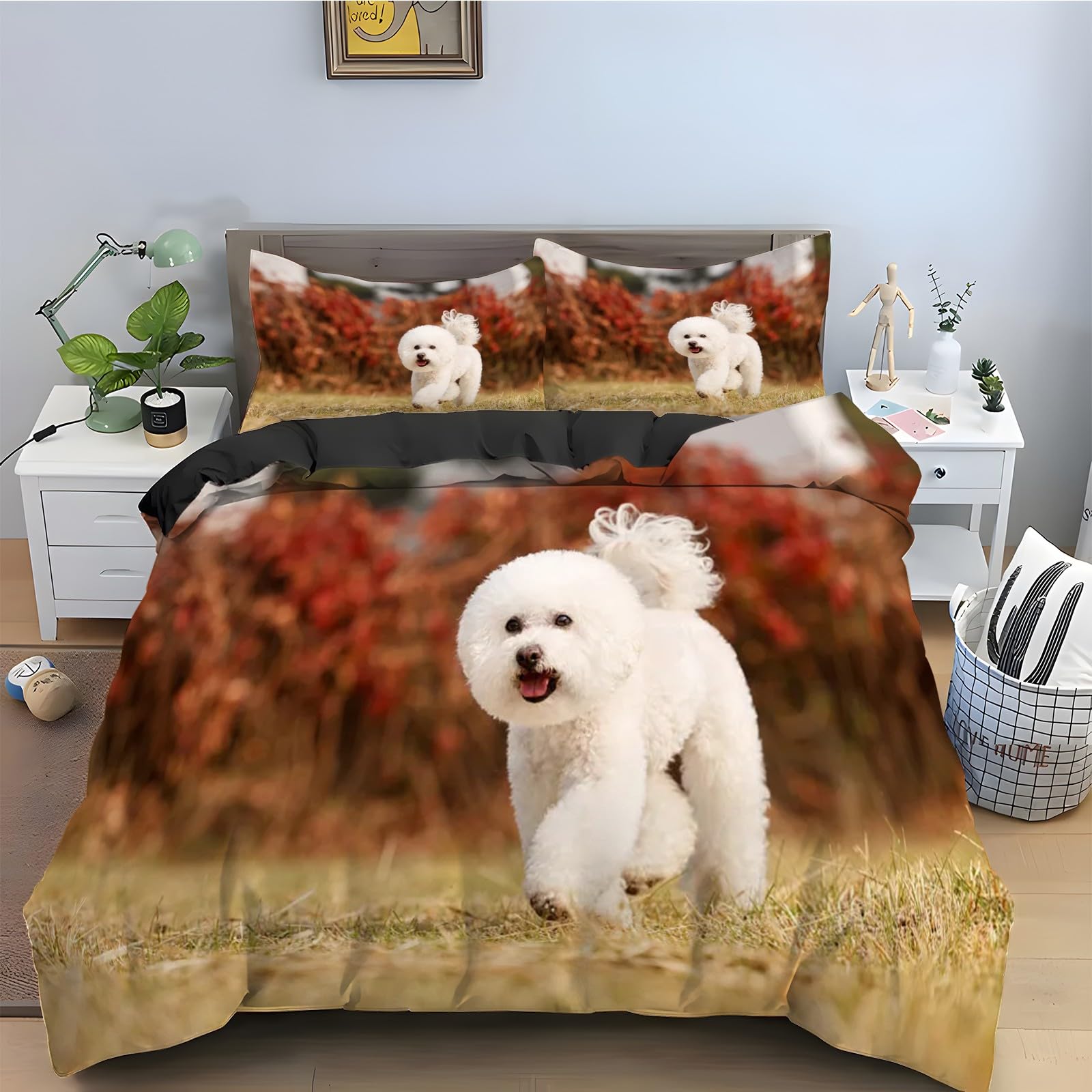 Parure de lit chiot 240 x 260 pour chambre ambiance nature cosy