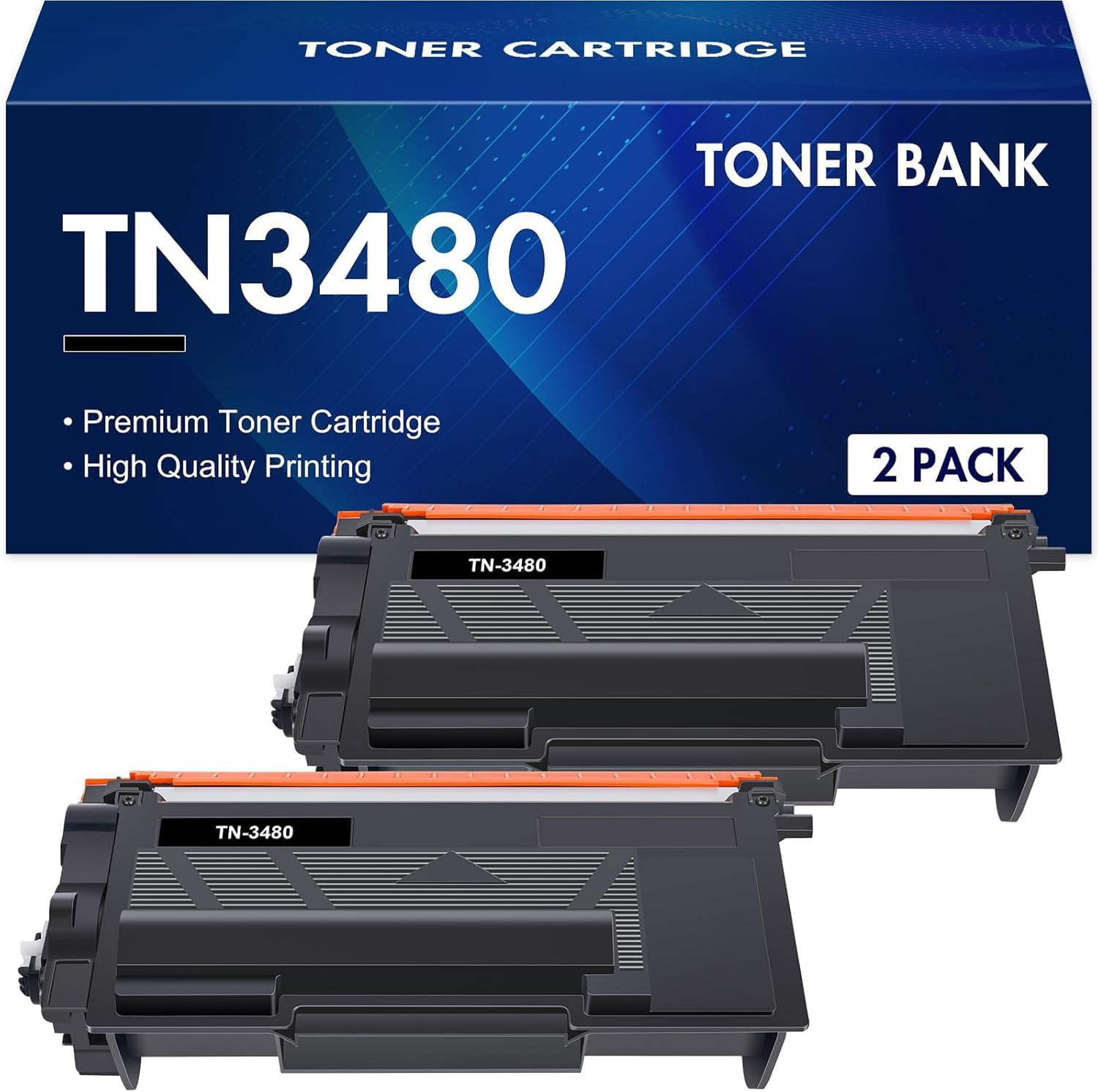 TN3480 Cartouche de Toner Compatible pour Brother TN-3480 TN3480 TN 3480 HL-L5100DN MFC-L5750DW HL-L5200DW MFC-L5700DW HL-L6400DW HL-L5000D DCP-L5500DN TN-3430 TN3430 TN 3430 Noir, 2-Pack