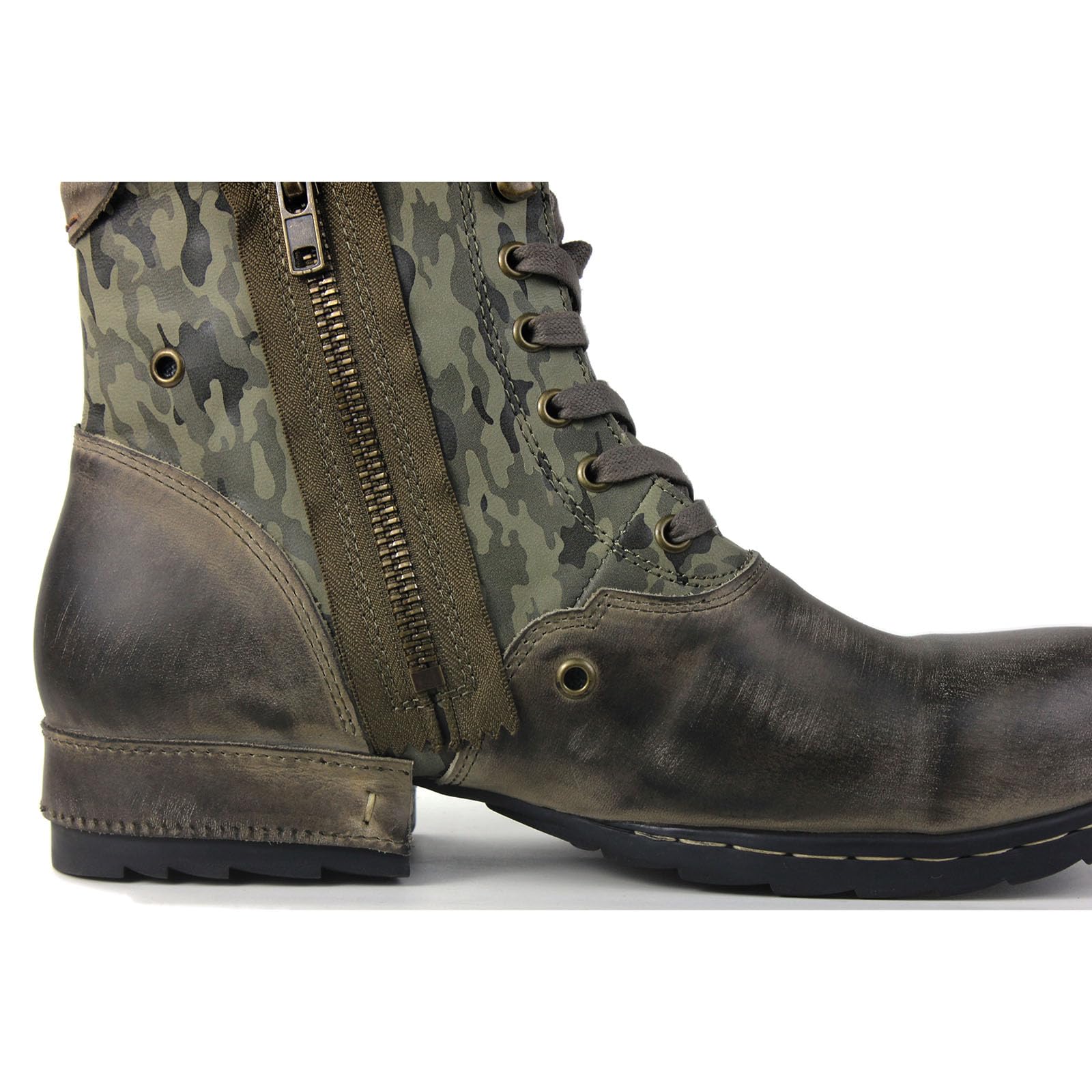 OSSTONE Western Stivali Cowboy Chukka retrò Verde Maschio Mens Motociclo Botas in Pelle Vitello retrò Stile Uomo Stivali Caviglia Boots OS-5008-8-N-IT-R