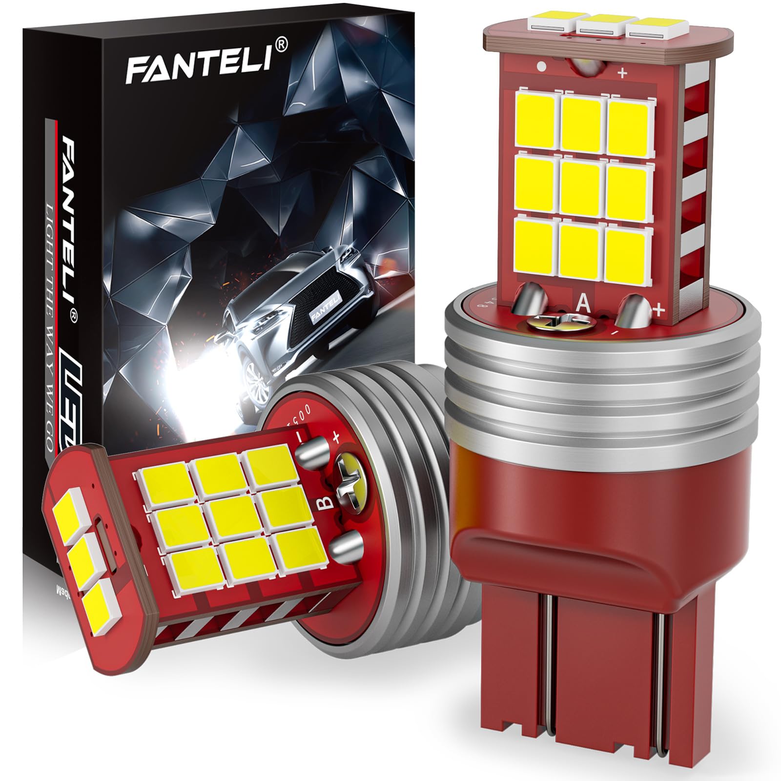 FANTELI3157 LED Bulb for Reverse Lights, 500% Brighter 3156 3056 3057 4157 3047 4057 3457 High Power 21-SMD Chipsets LED Backup Tail Brake Lights, 6500K White (Upgraded, Pack of 2)