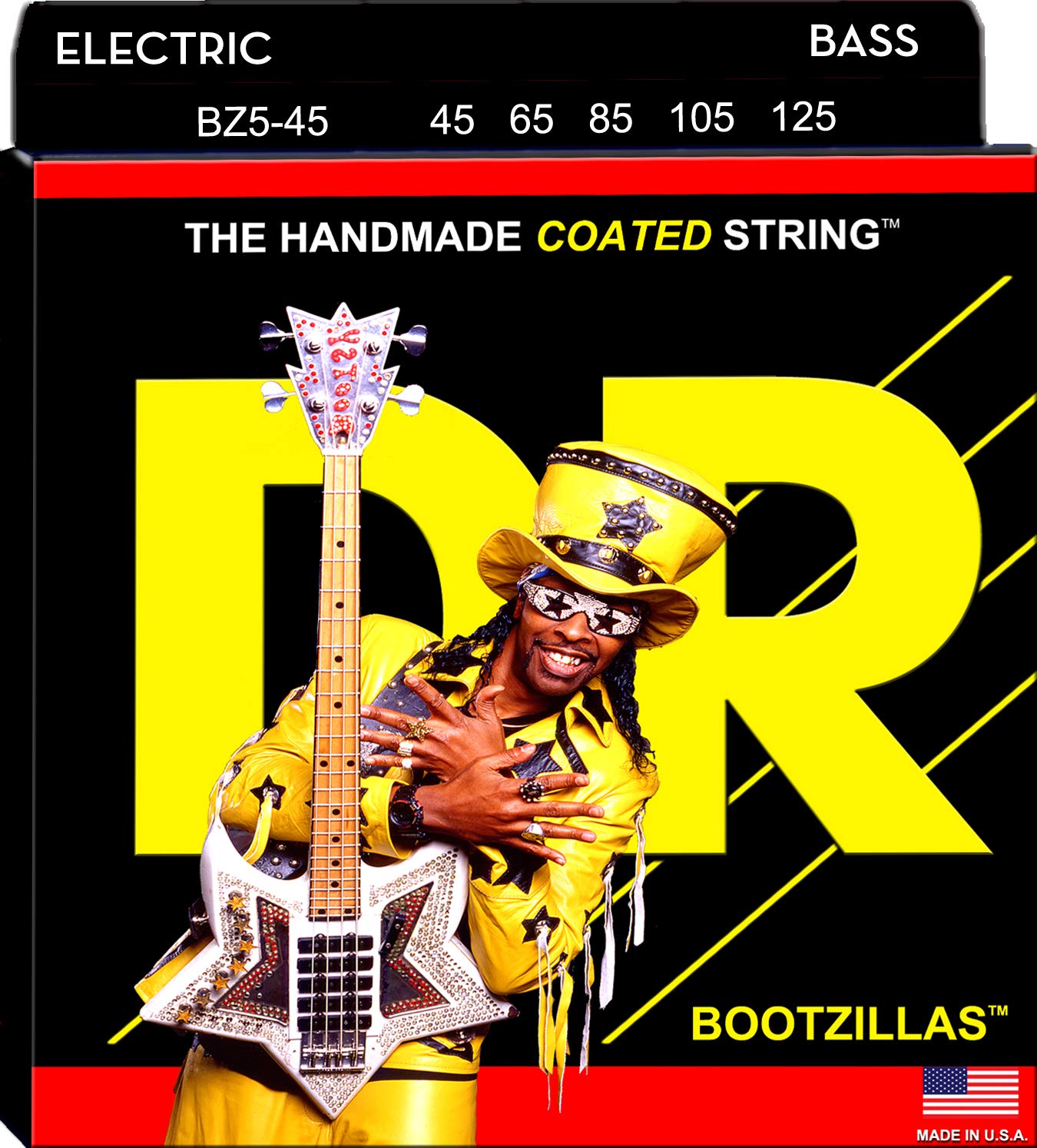 DR StringsBOOTZILLAS™ - CLEAR Coated Stainless Steel Bass Strings: 5-String Medium 45-125