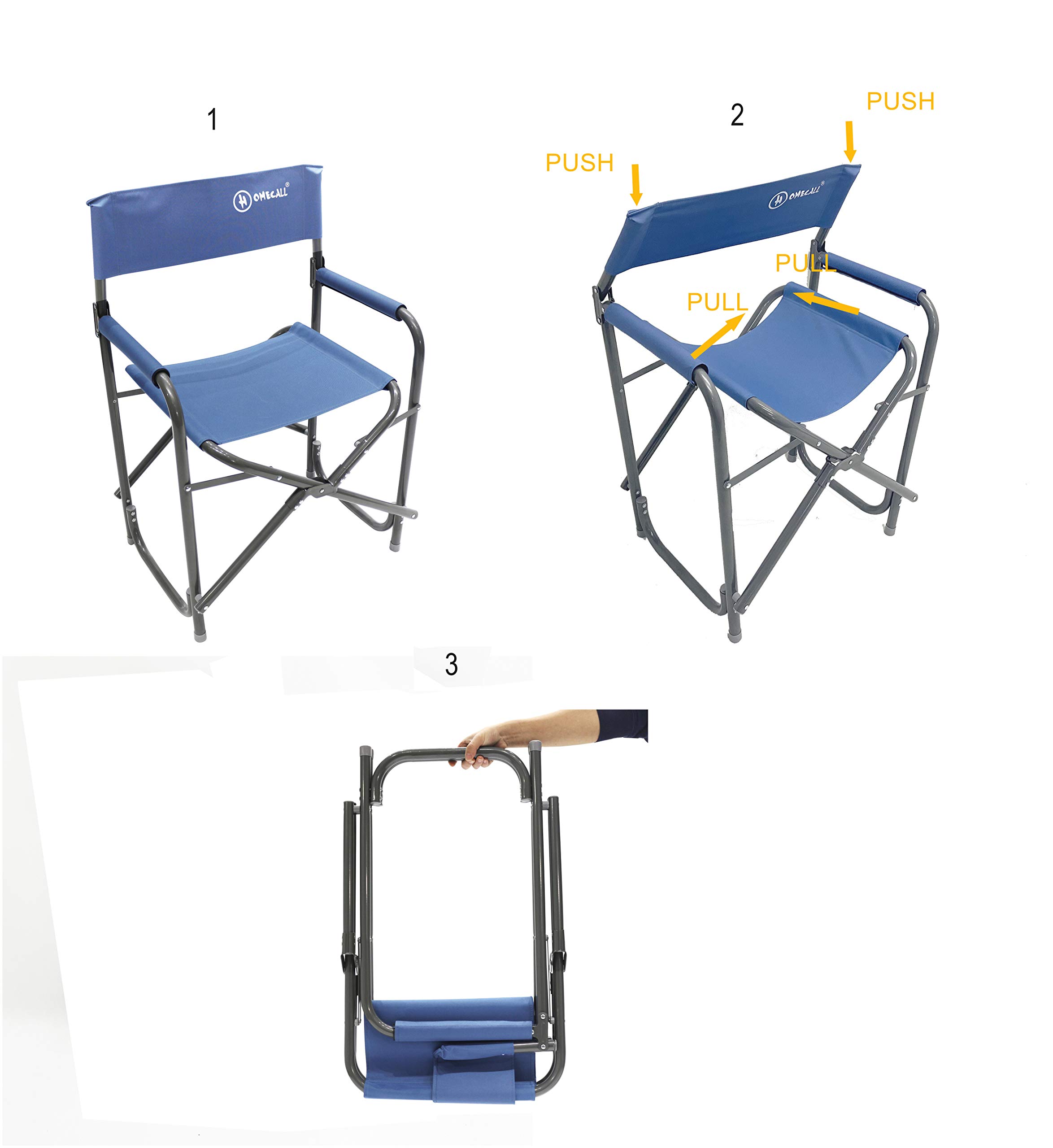 HOMECALL Chaise De Camping Pliable Textilène 2x1 Avec Dossier Réglable - Bleu Confortable Et Robuste
