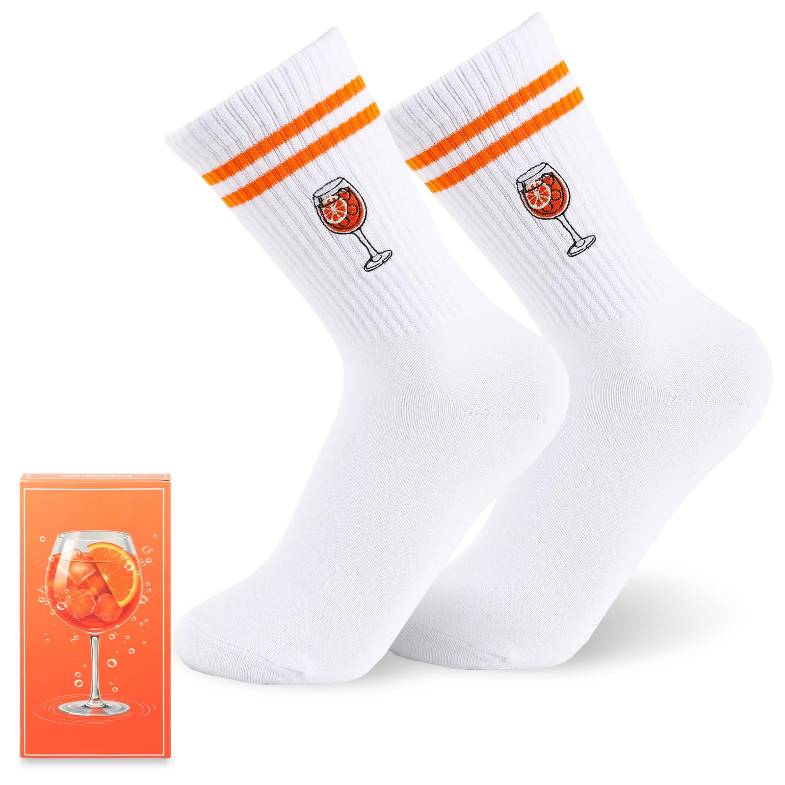 QMofeixiaodianQ Aperol Spritz Socken für Damen und Herren (Größe 36-42)– Lustige Baumwollsocken mit Cocktail-Motiv, Lillet-Socken, Geschenk für Geburtstag, Weihnachten, Fasching,Cocktailliebhaber