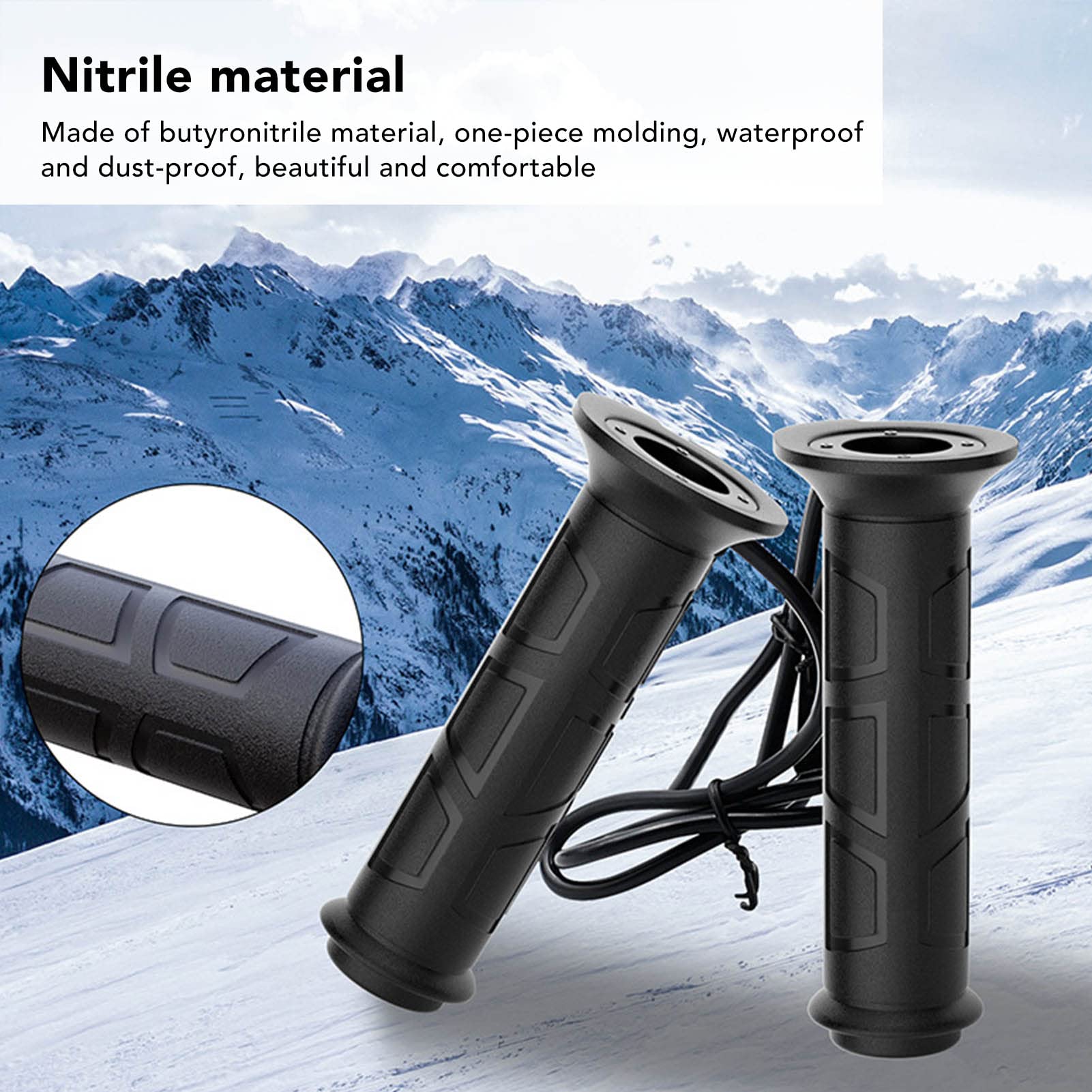 Oumefar 2 Mangos Calefactables para Motocicleta de 12 V, Empuñaduras de Manillar Calefactables Eléctricas Impermeables con Temperatura Ajustable para ATV, Diseño Integralmente