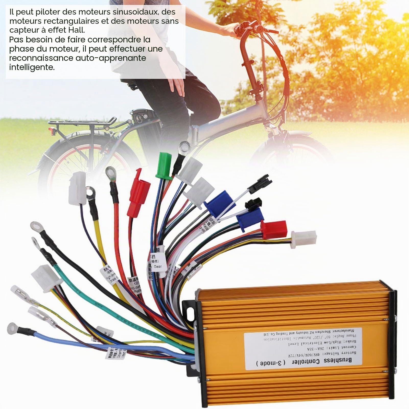 Contrôleur de Moteur électrique,48V/60V/64V/72V Contrôleur de Moteur Sans Balais pour Scooter électrique E-Bike, Faible Bruit de Fonctionnement du Moteur, Forte Capacité de Montée