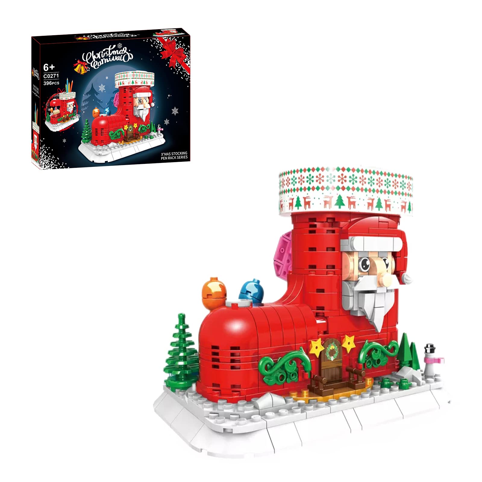 Christmas Santa's Sock Building Kit, Building Blocks Model Set Xmas Toys for Kids and Adults 398 pcs