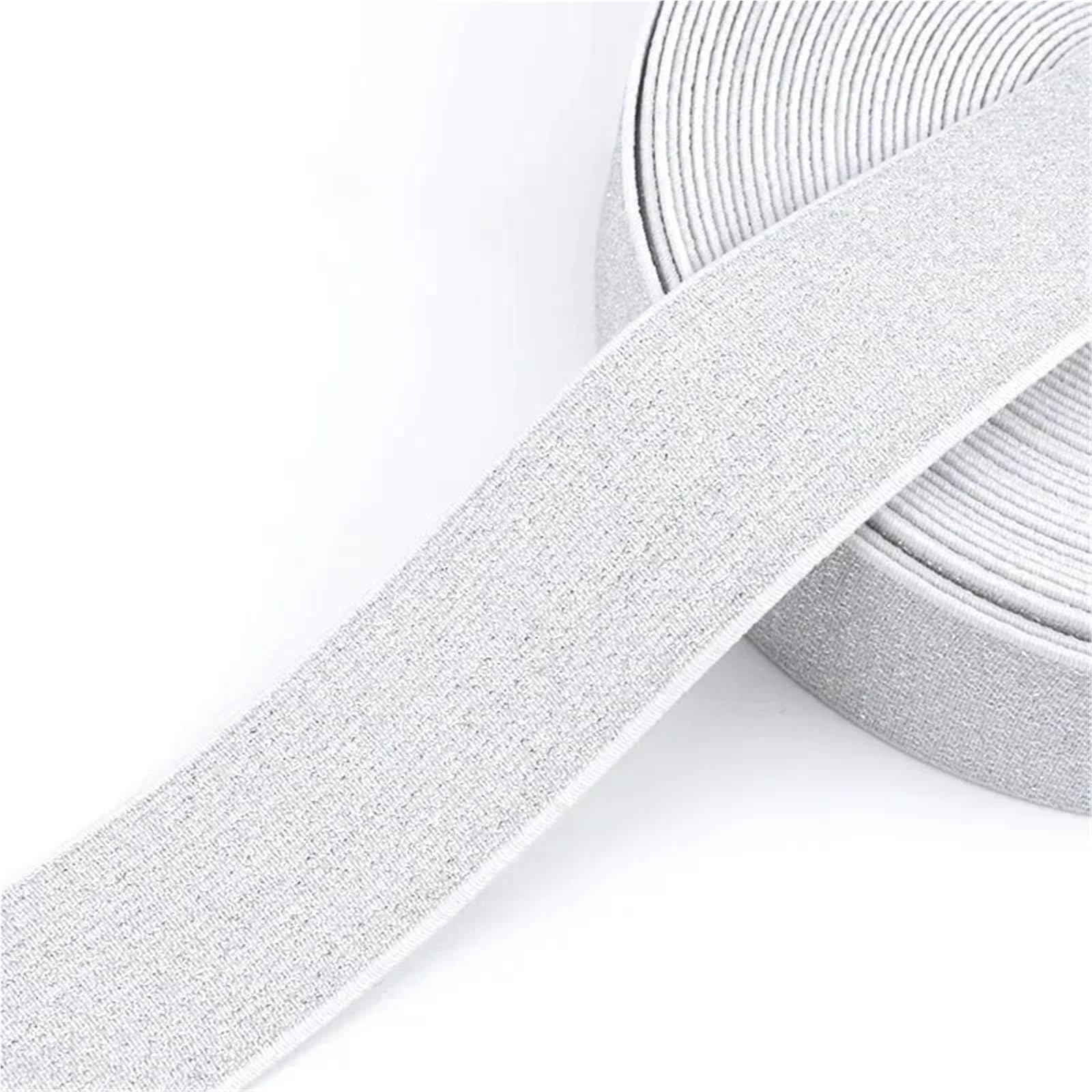 Cucire Gli Elastici 5/10M 10-50mm Fascia Elastica Glitterata for Cucire Elastici for Indumenti, Pantaloni, Cinture, Nastri, Accessori Fai da Te(WhiteSilver,10Meters,30mm)