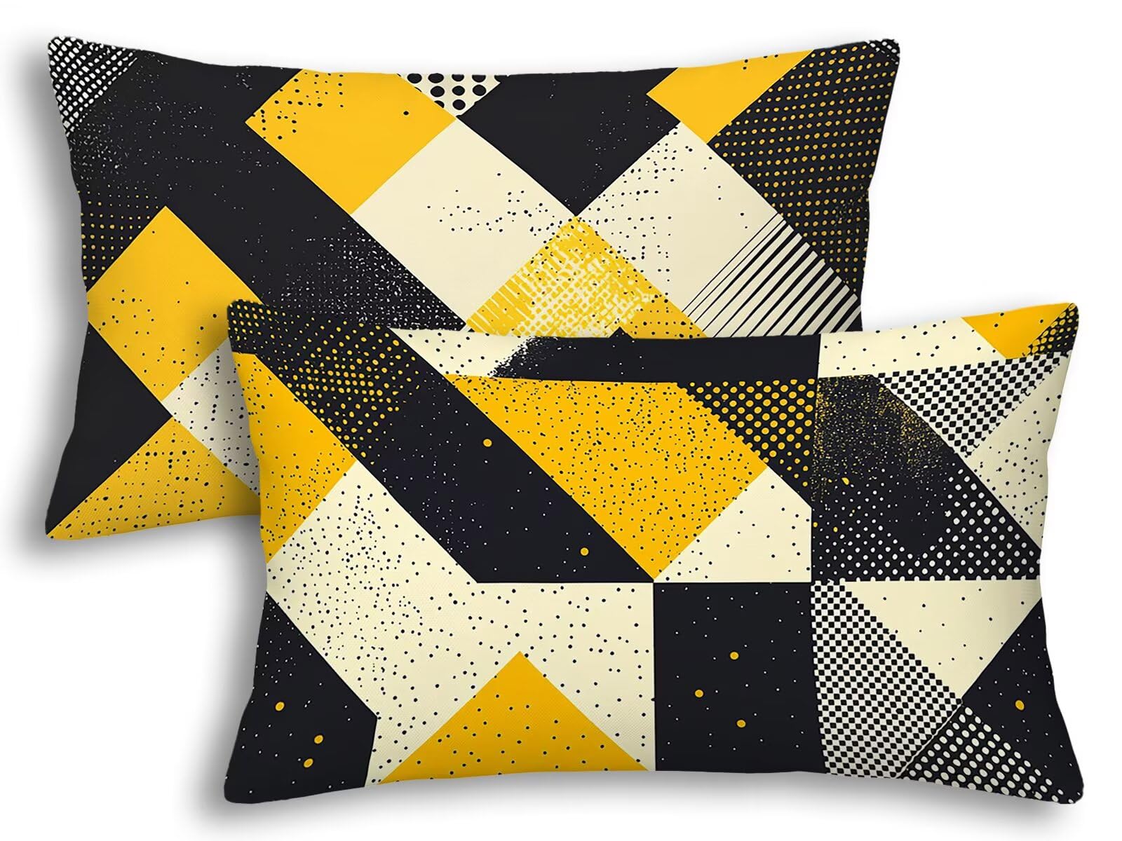 Funda Almohada Nórdico de Terciopelo con Zipper Cojines 40x80 Amarillo Decoración Salón