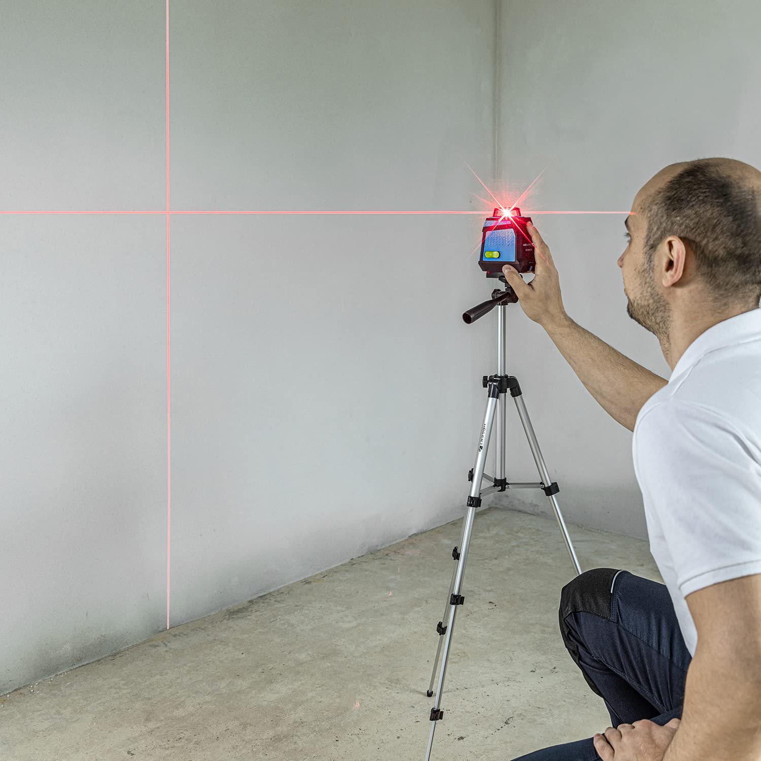 Högert Technik Livella a bolla professionale 3D e laterale, autolivellante, area di lavoro: raggio fino a 15 m/diametro fino a 30 m HT4M072