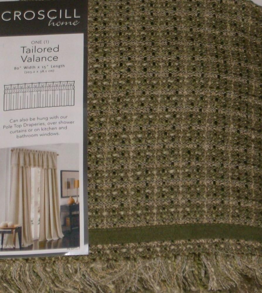 Croscill Home Spruce Green Tweed Tailored Window Valance Briana Curtain Topper