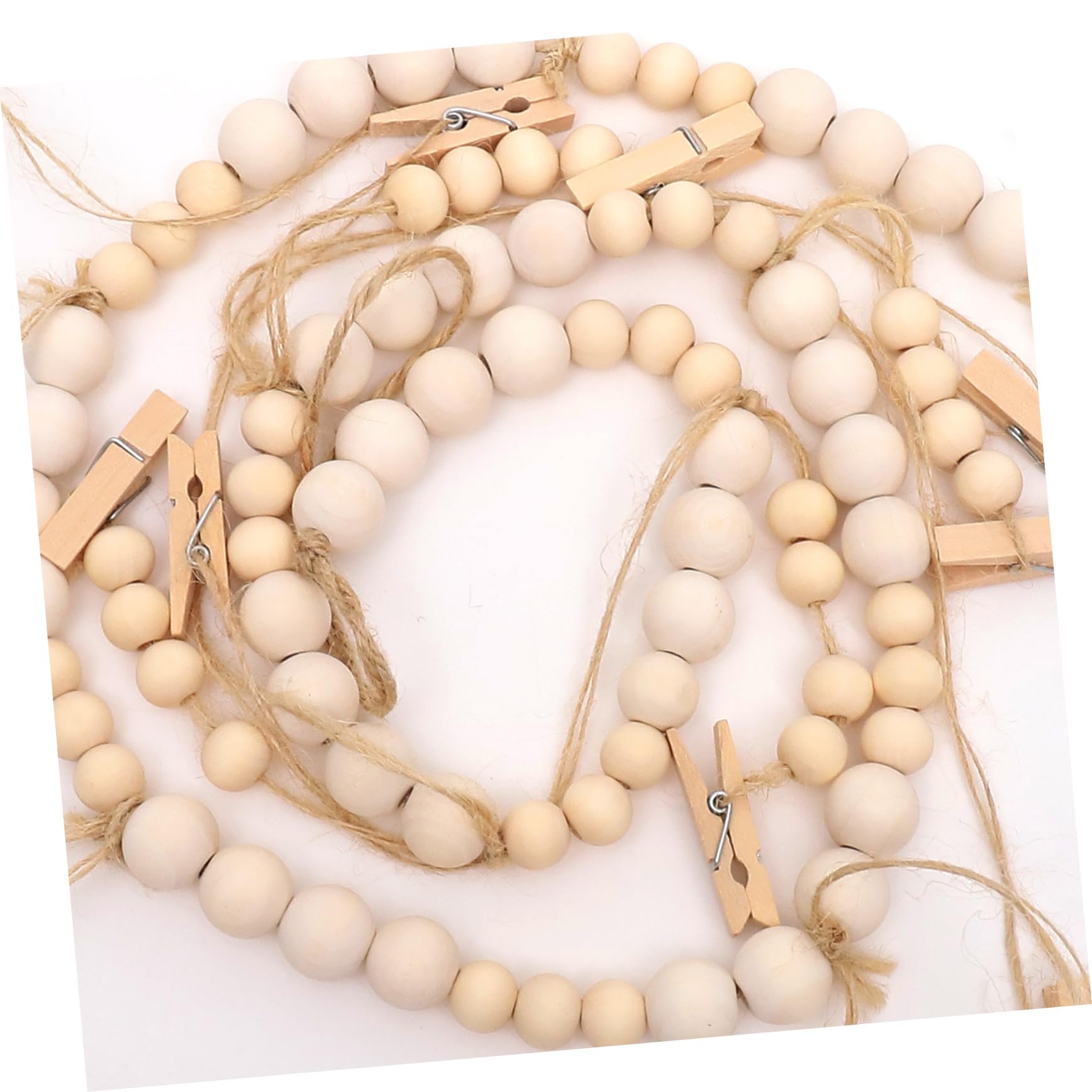 Alipis 5 Stück Wandhängende Fotodarstellung mit Holzperlen Girlande Fotohalter mit Clips für Kreative Wanddekoration für Kinderfotos Hochzeiten und Besondere Anlässe