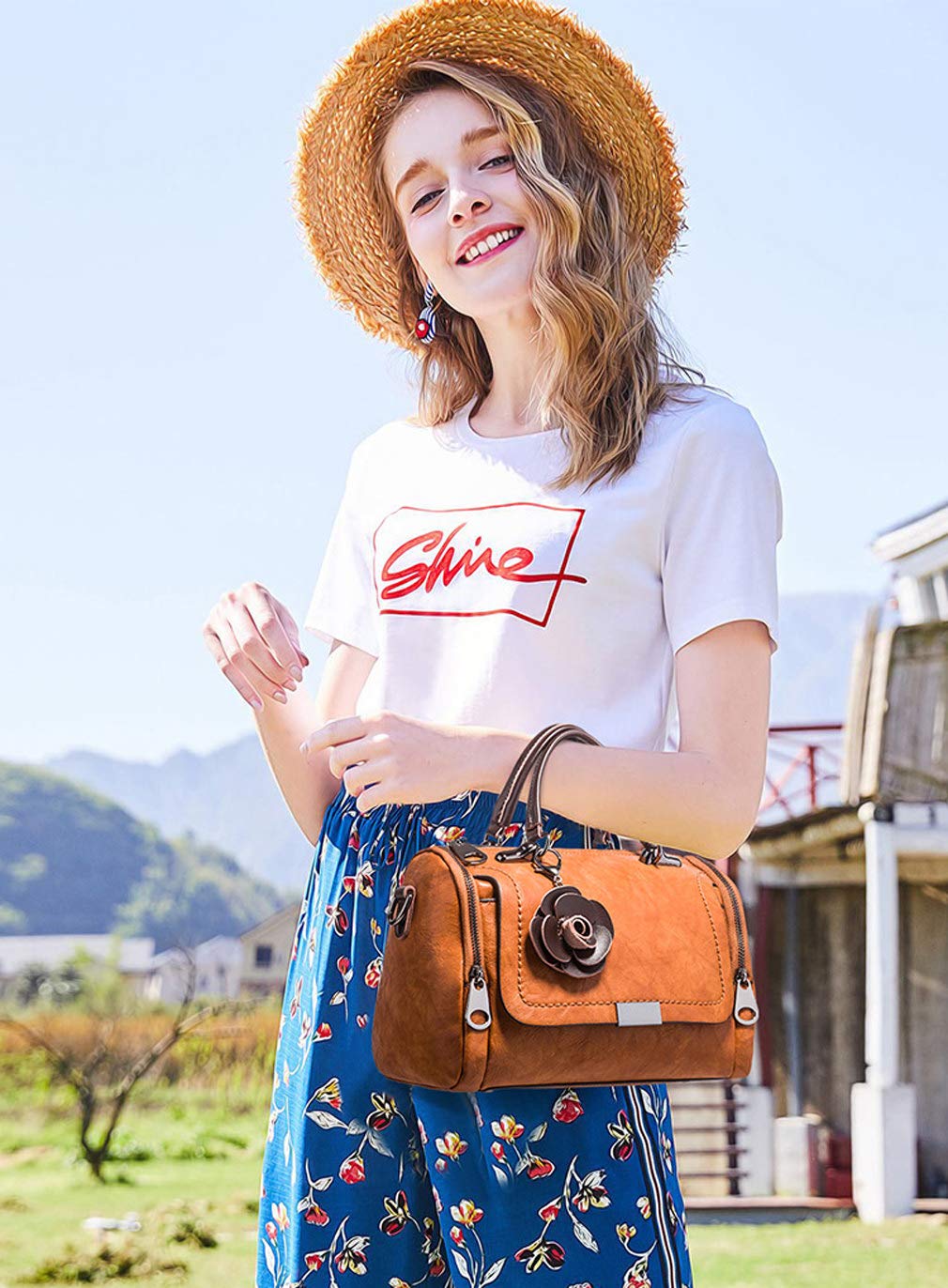 BUKESIYI Donna Borse a Tracoll Borsa a Mano Firmate Borse a Spalla 2023 PU Pelle CCIT77277 Marrone V1