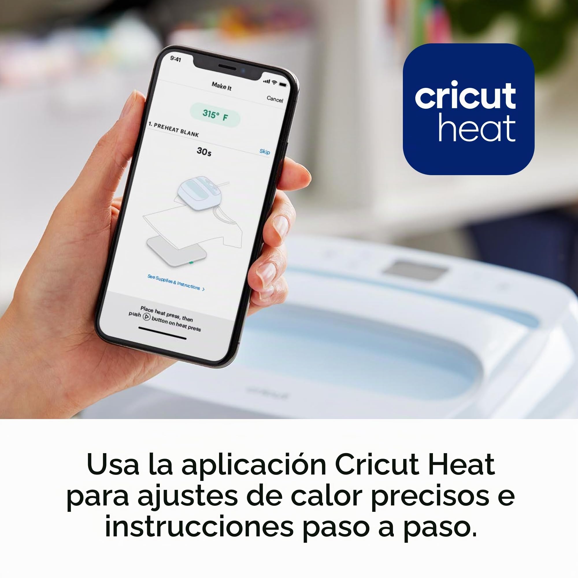 Cricut EasyPress 3 - Prensa de calor inteligente con Bluetooth, para camisetas, cojines, bolsas y más, placa de calor con revestimiento cerámico para control preciso de la temperatura (23 x 23 cm)